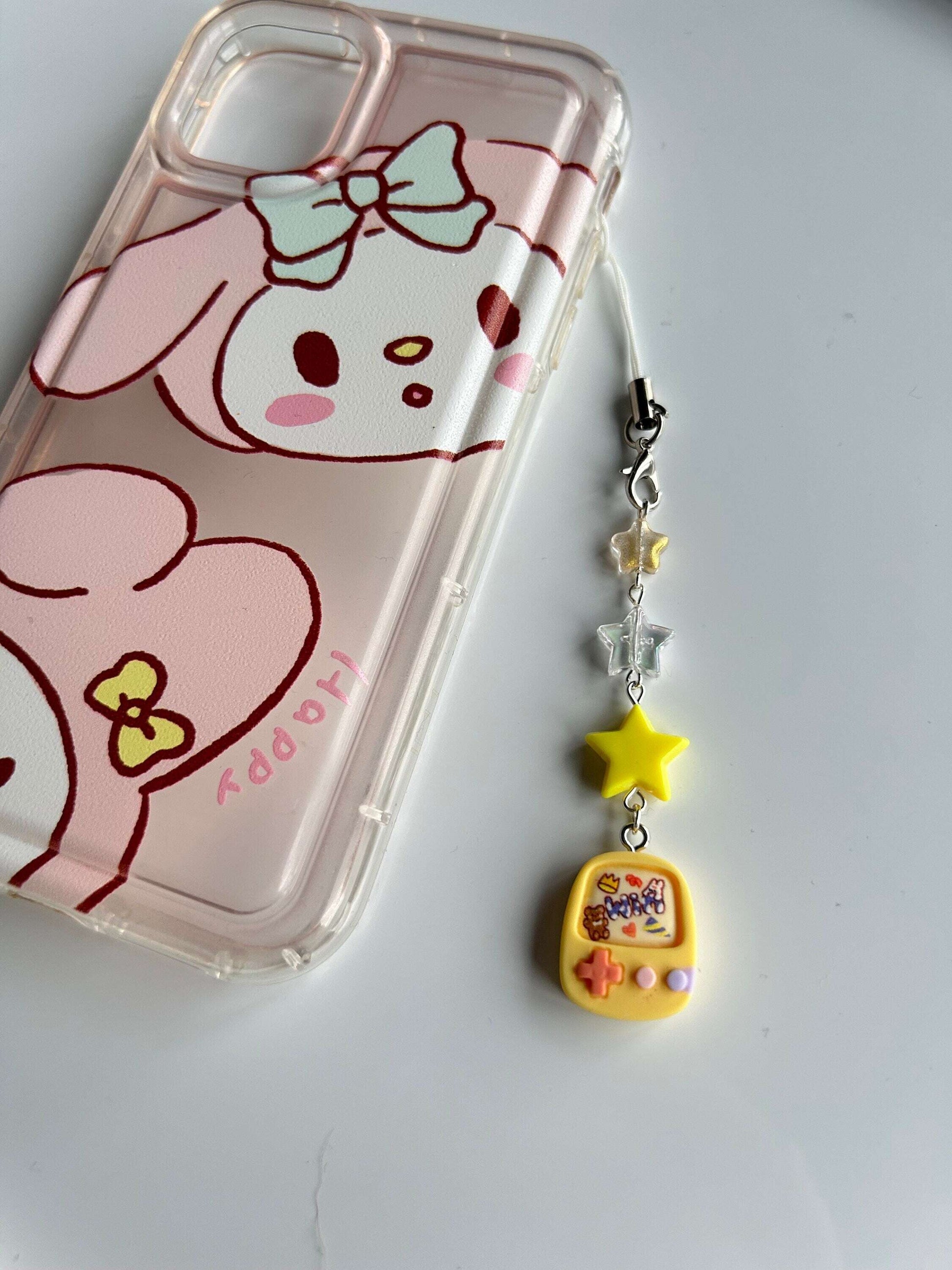 HANDMADE Cute Retro Games Console Phone Charms Yellow