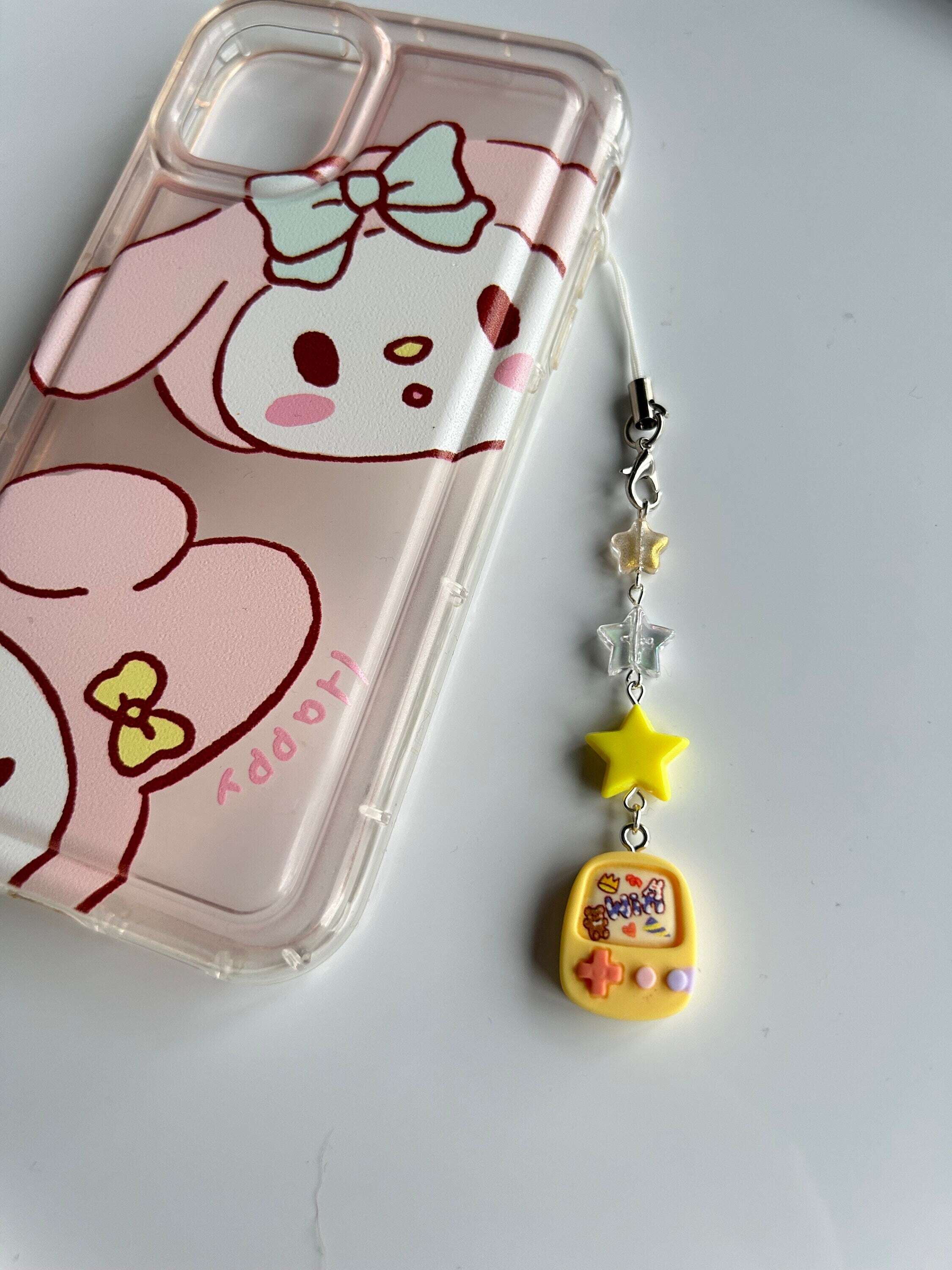 HANDMADE Cute Retro Games Console Phone Charms Yellow