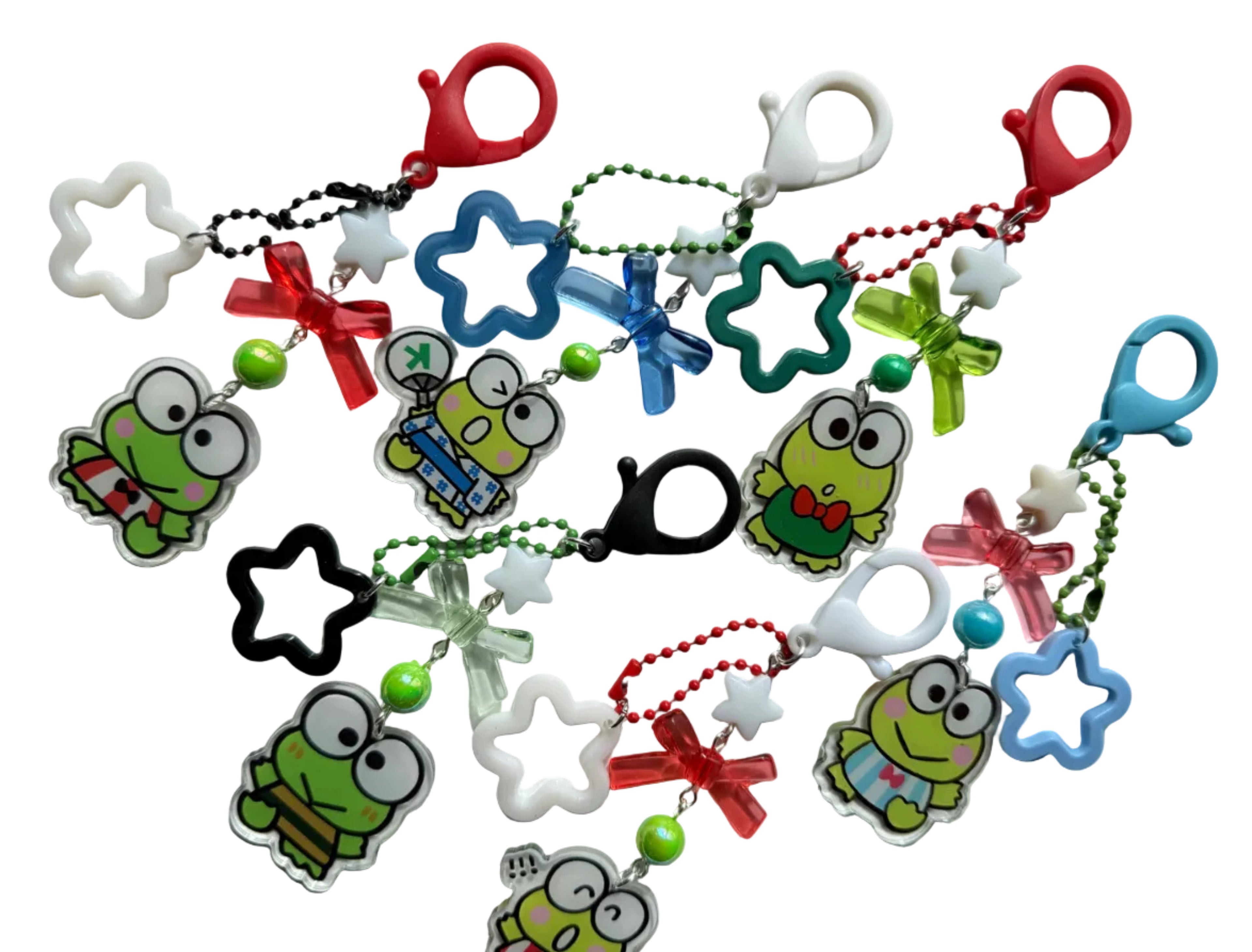 Kawaii Frog  Keychain – Keroppi Inspired Beaded Bag Charm, Cute Y2K Phone Strap, Handmade Kawaii Gift