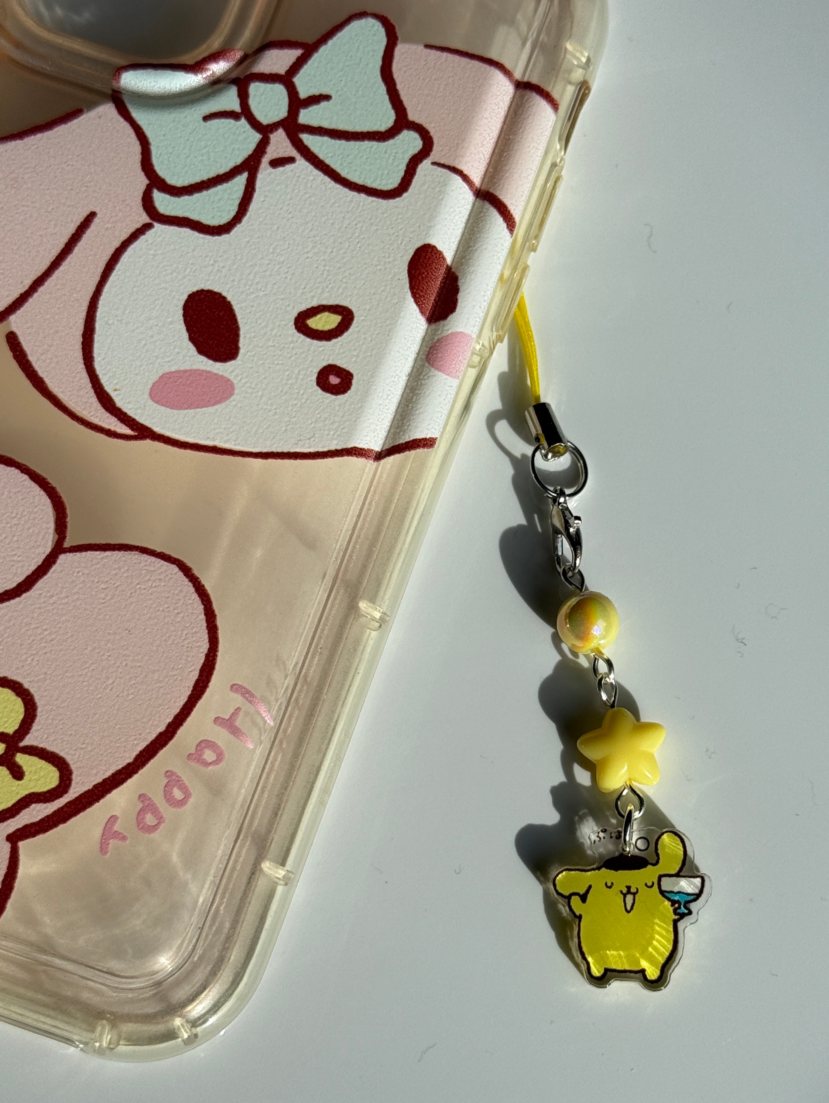 Pompompurin Phone Charm | Kawaii Beaded Phone Strap, Cute Pastel Bag Charm