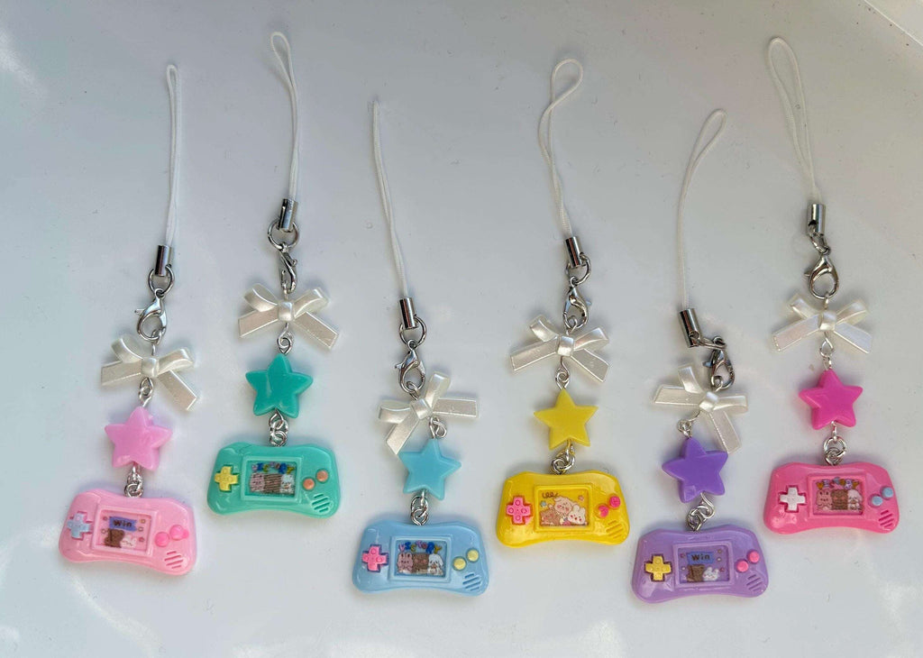 HANDMADE Cute Retro Gamer Girl Console Phone Charms