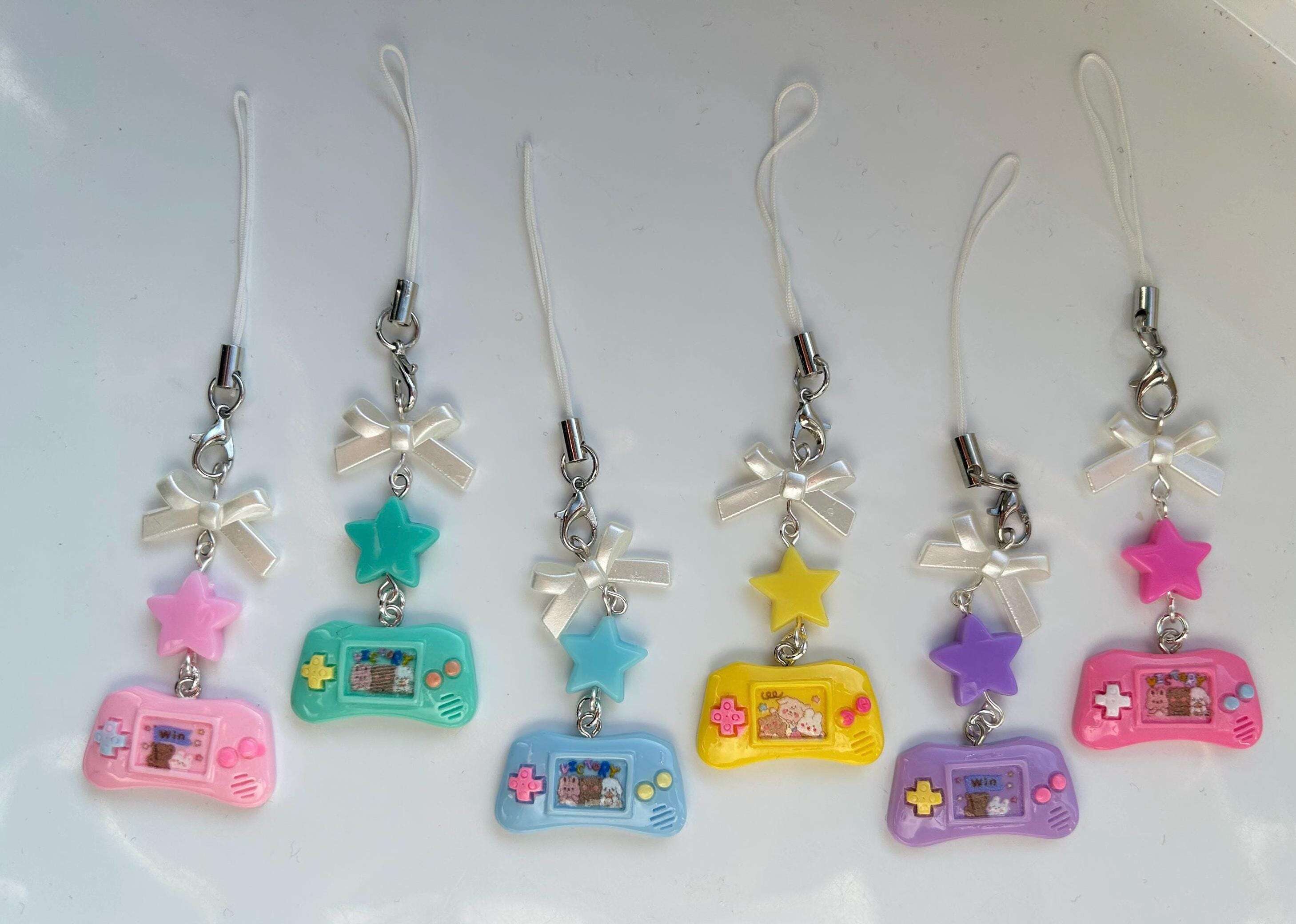 HANDMADE Cute Retro Gamer Girl Console Phone Charms