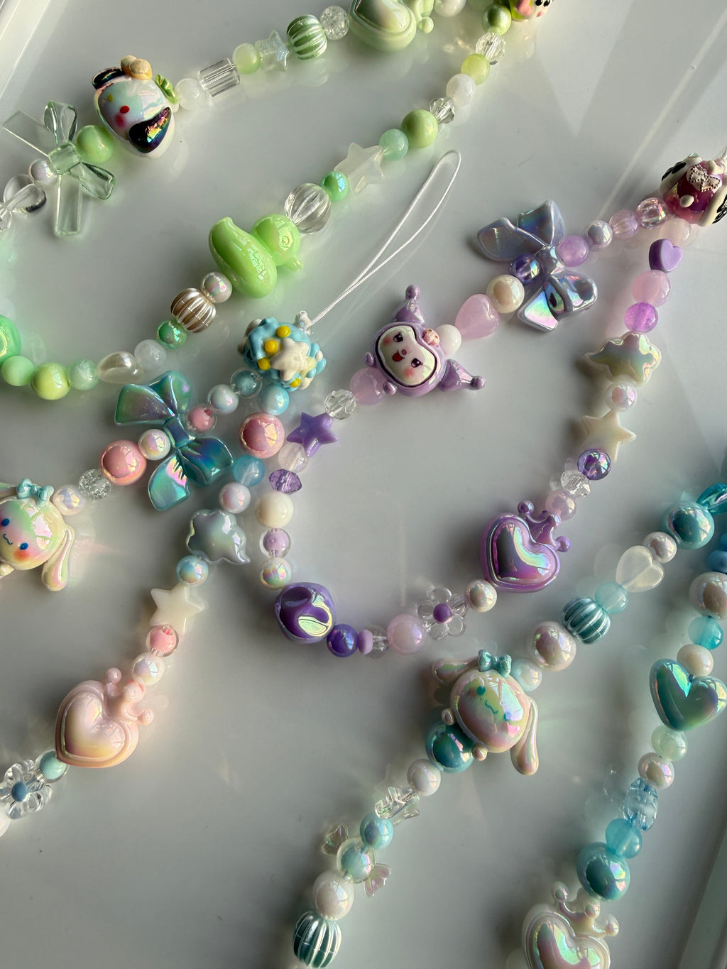 Kawaii Phone Charm | Pastel Queen of Hearts Beaded Strap | Cute Sanrio Inspired Y2K Mobile Accessory