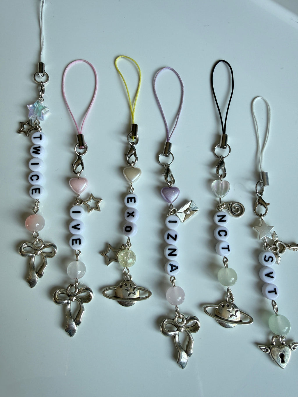 Handmade Kpop Group Phone Charms , Beaded phone charm, Kpop Bag Charm