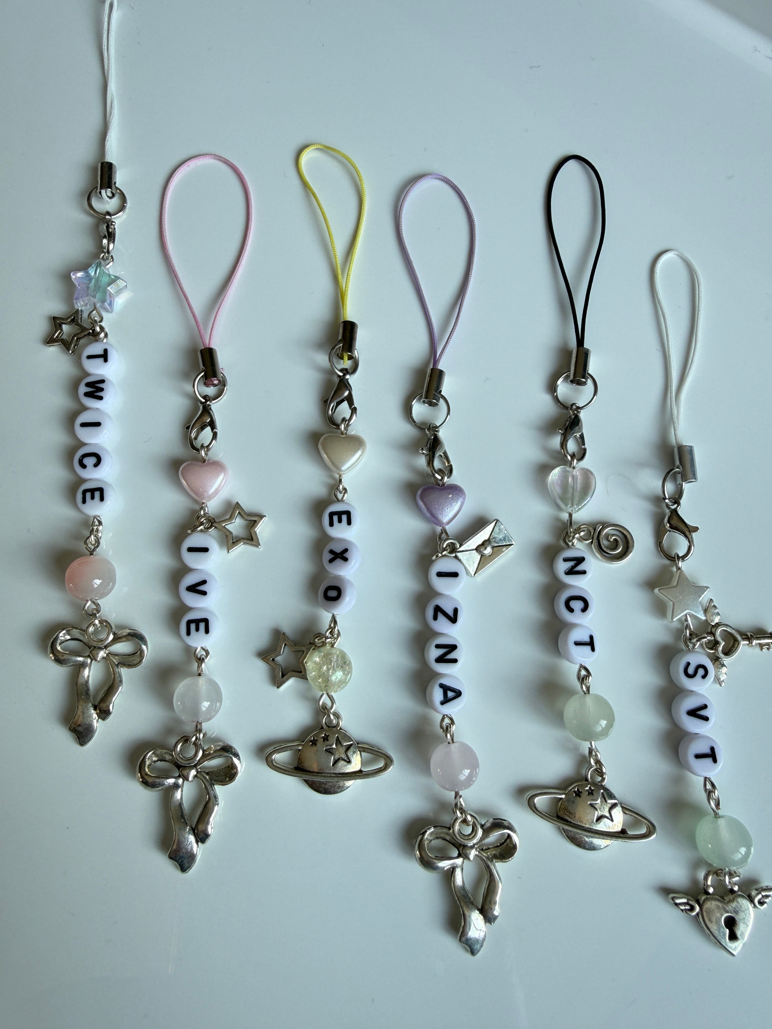 Handmade Kpop Group Phone Charms , Beaded phone charm, Kpop Bag Charm