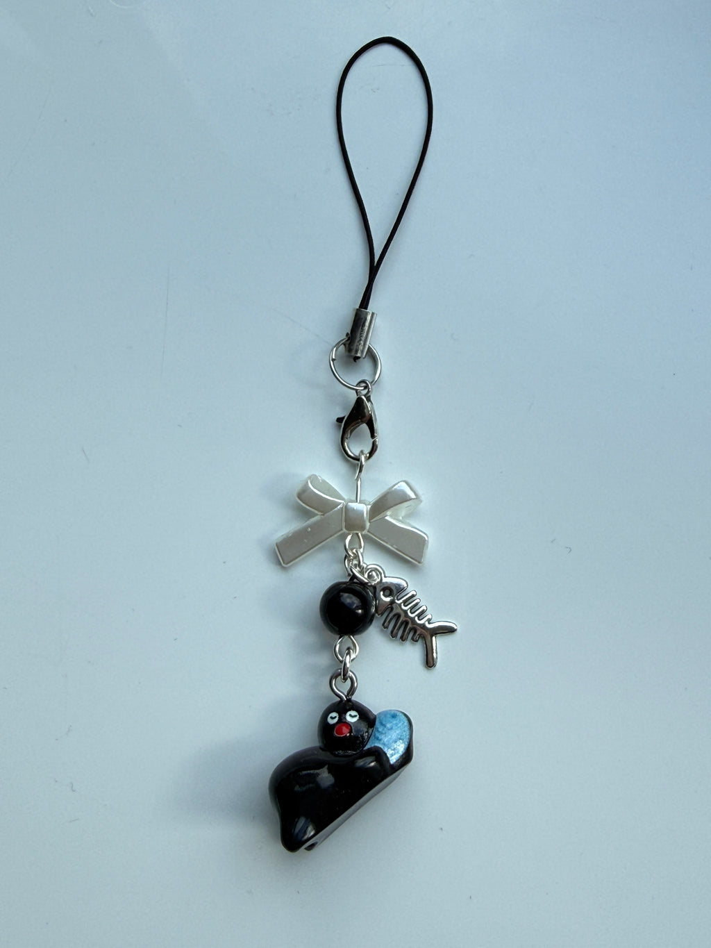 Handmade Pingu and Fish Inspired Phone Charm – Kawaii Y2K Mobile Strap