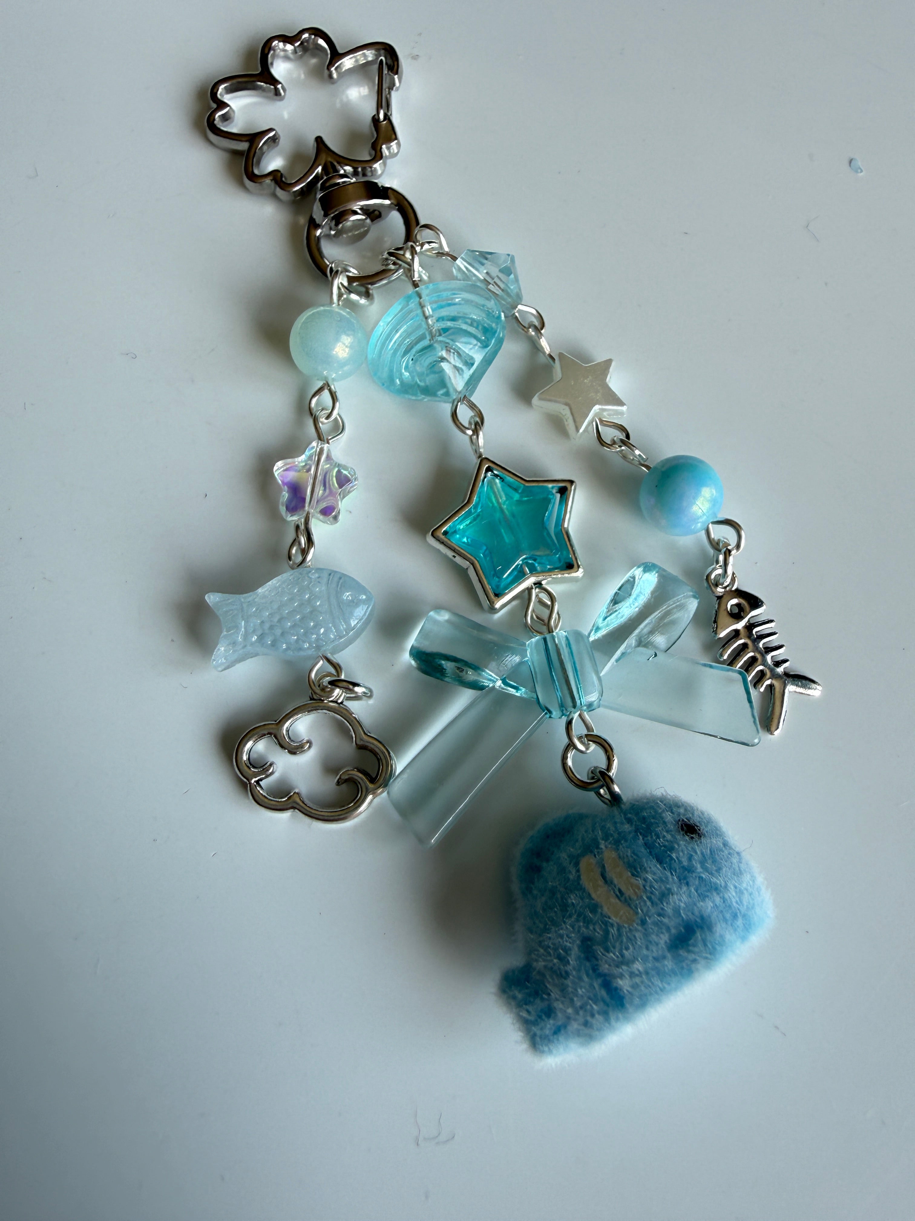 Bubbles the Blue Fish keychain | Chunky Ocean Collection | Fluffy Kawaii keychain