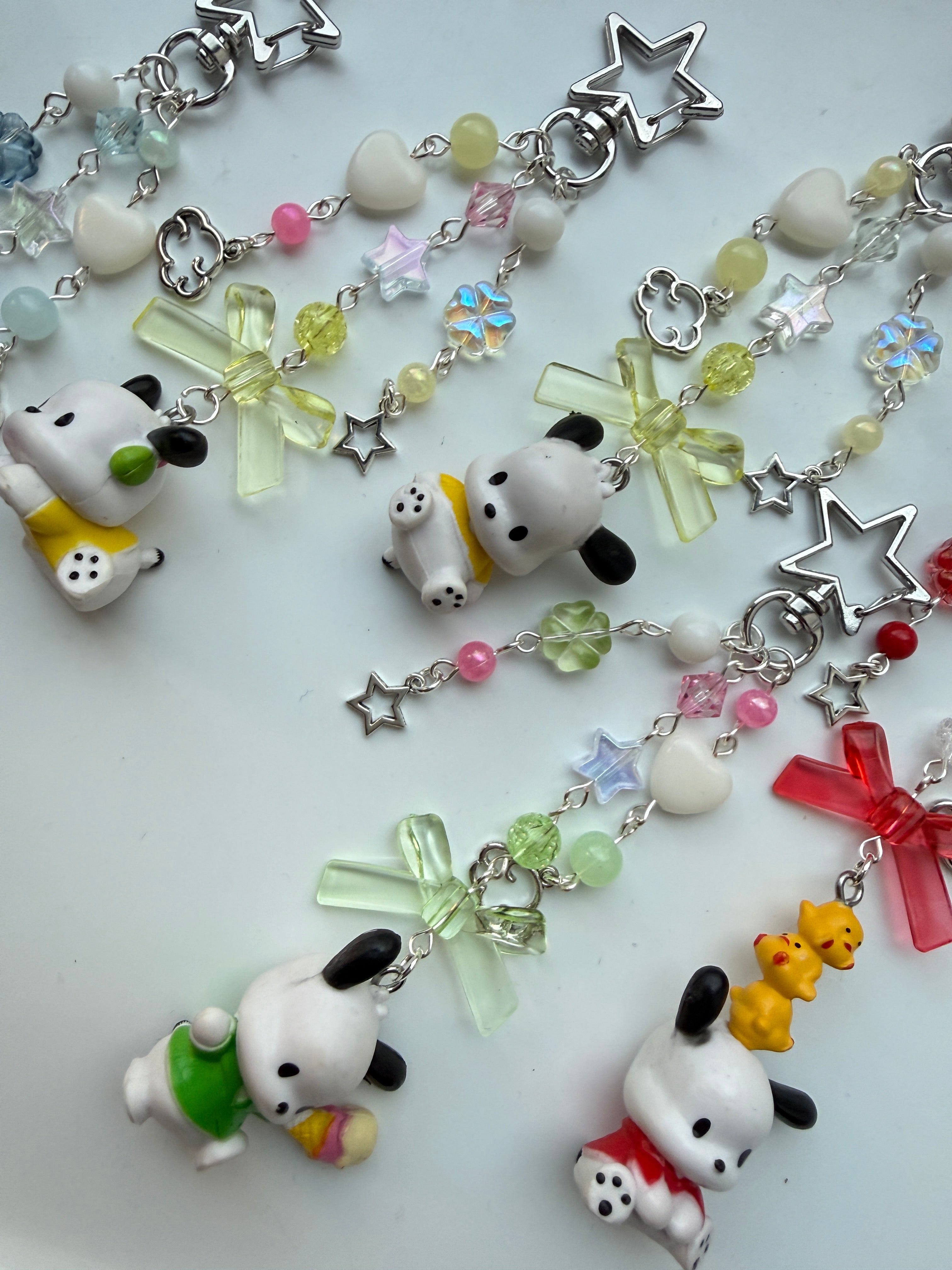 Kawaii Puppy Beaded Keychain 🎀⭐ | Pastel Bow Bag Charm