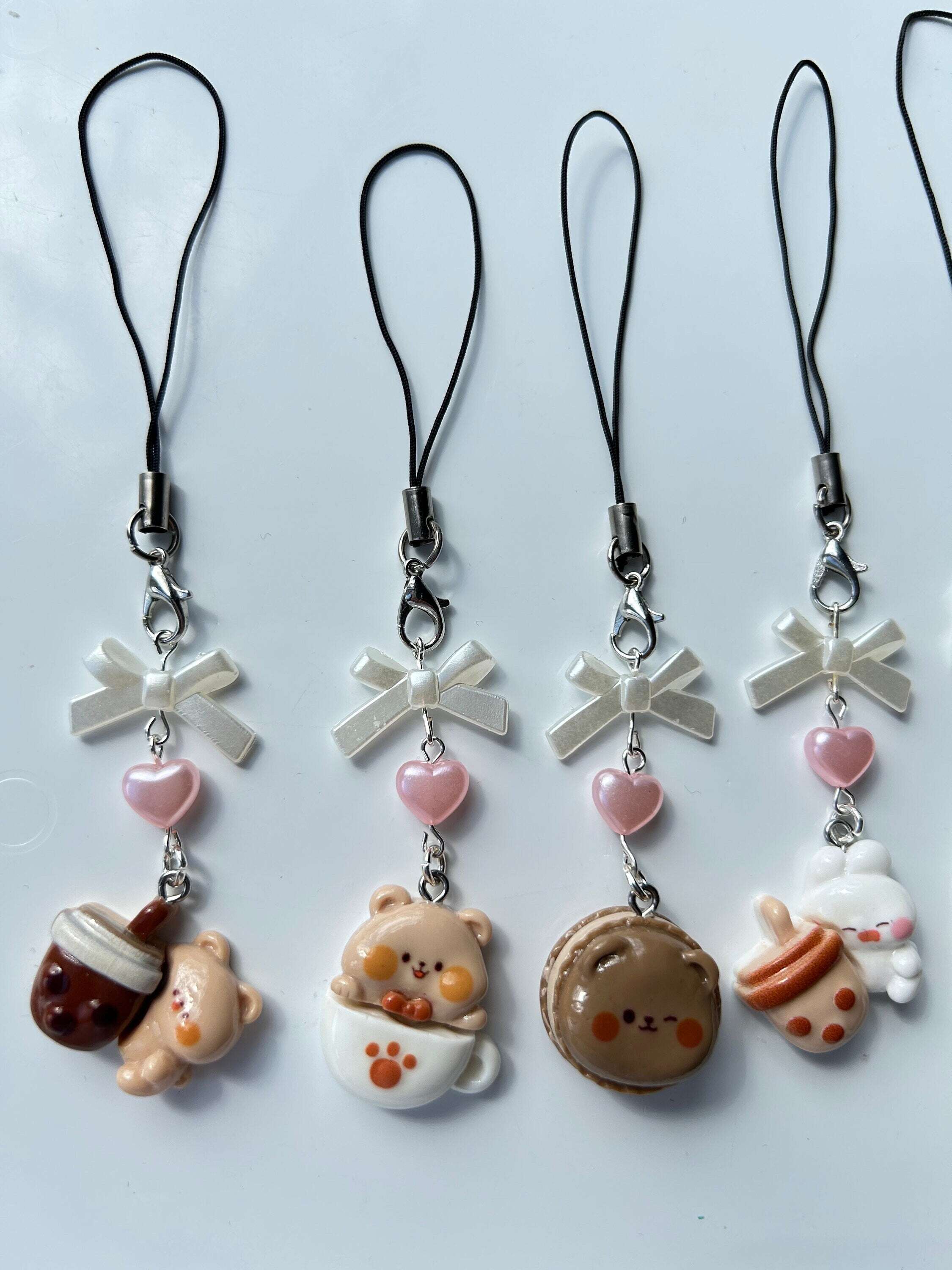 HANDMADE Cute Kawaii Boba Tea Bunny and Bears Phone Charms
