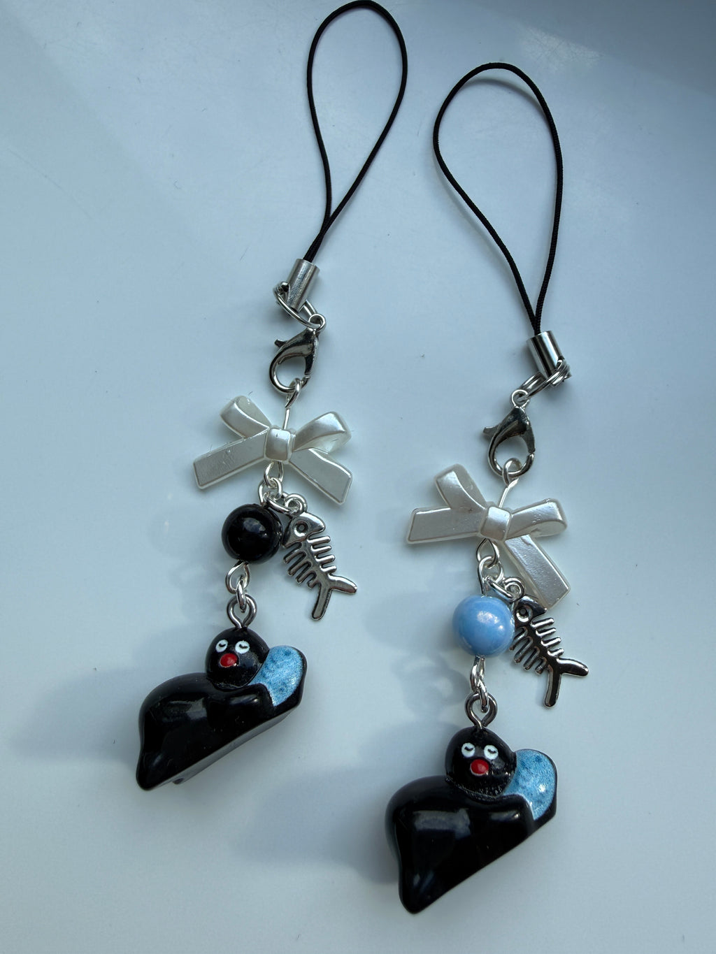 Handmade Pingu and Fish Inspired Phone Charm – Kawaii Y2K Mobile Strap