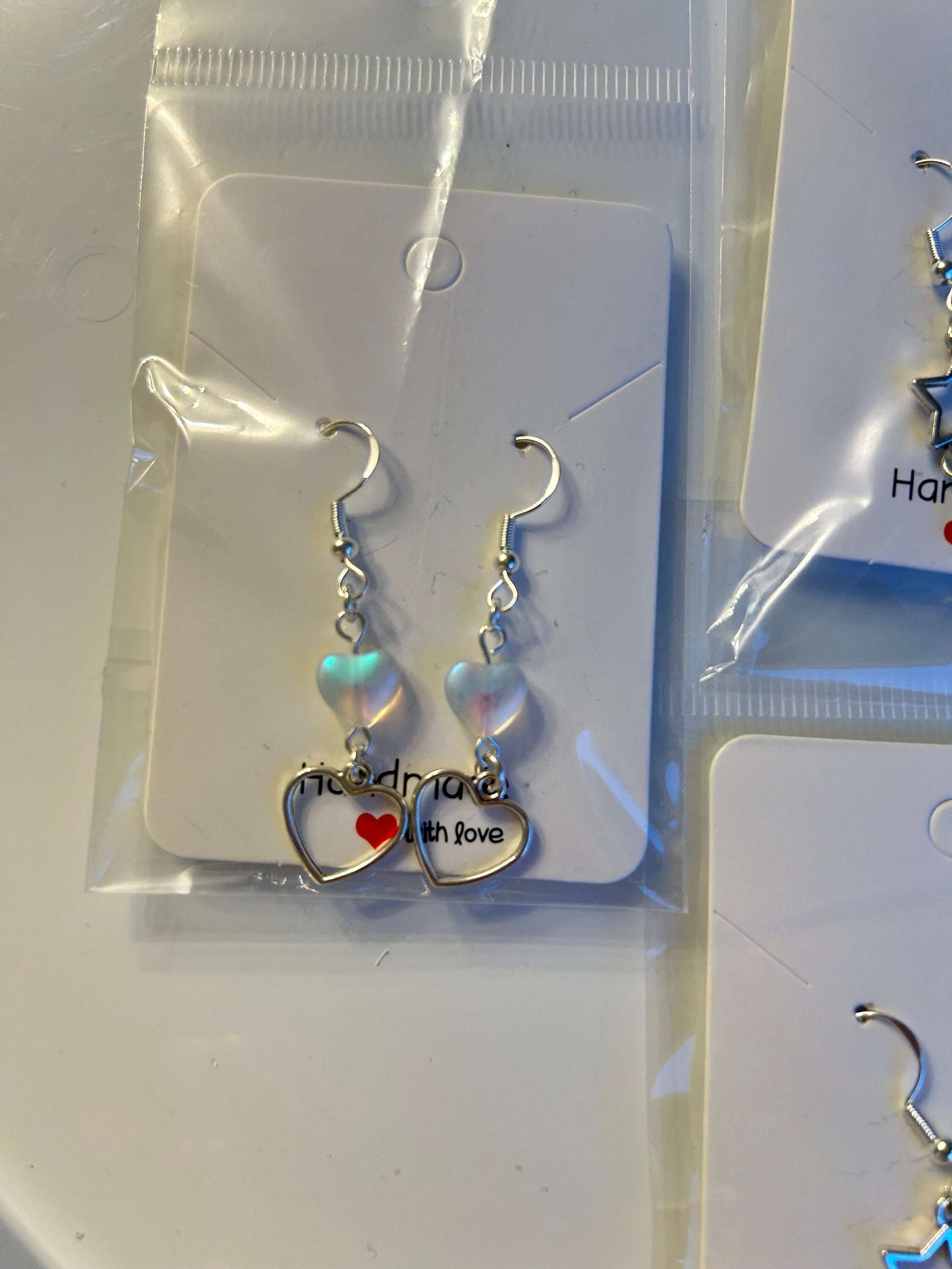 Handmade Cute Coquette Sterling Silver Clouds and Stars Earrings