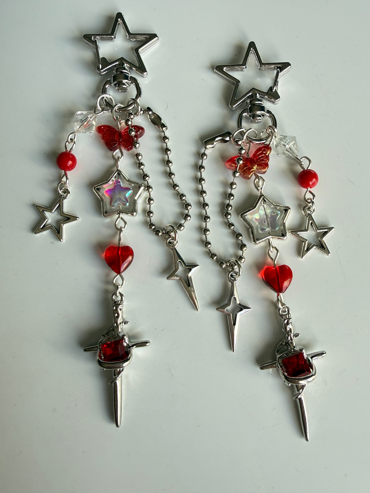 Scarlet Star Celestial Sword Bag Charm – Red & Silver