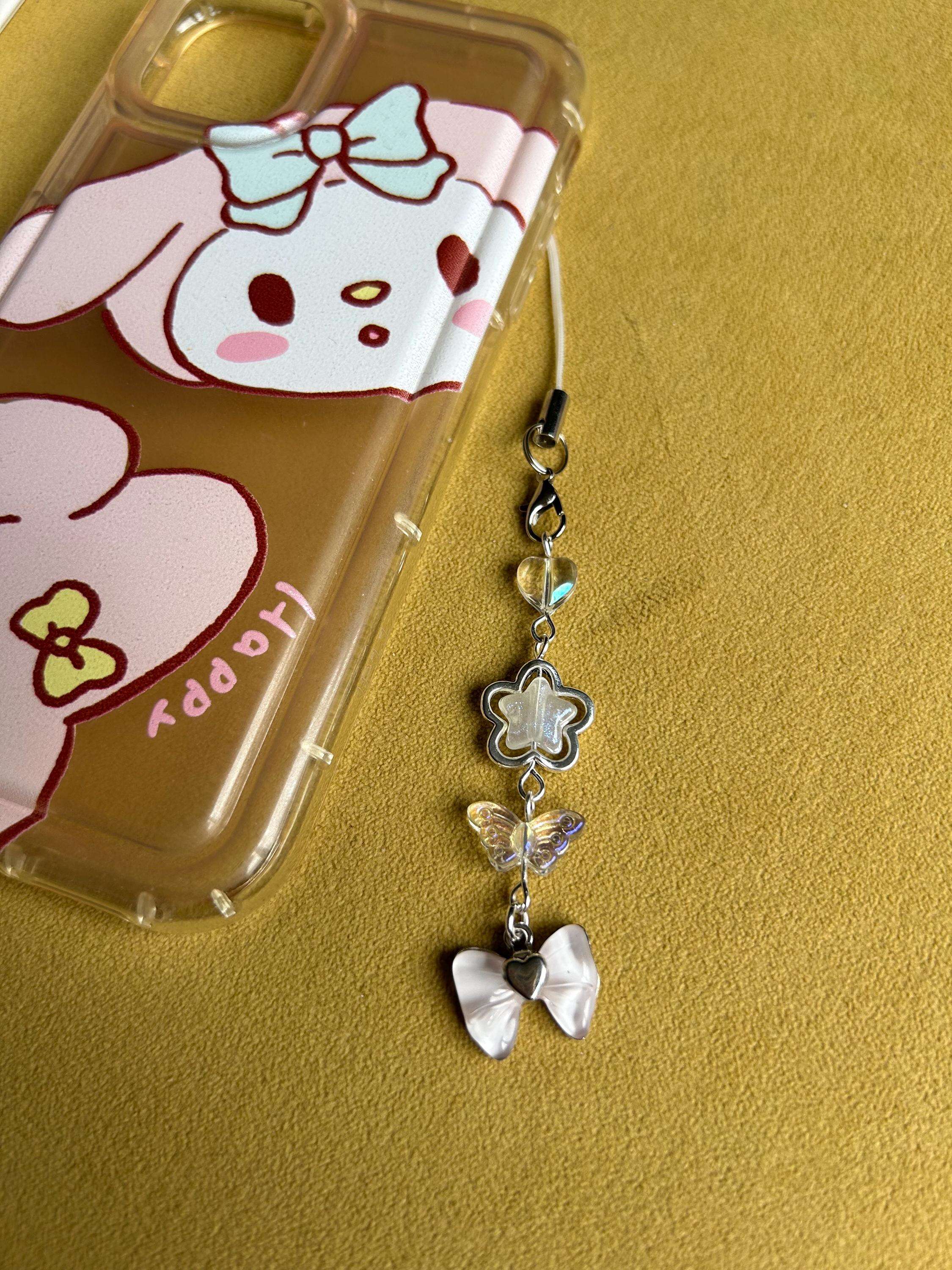 HANDMADE Cute Coquette Bow Phone Charms Pale Pink