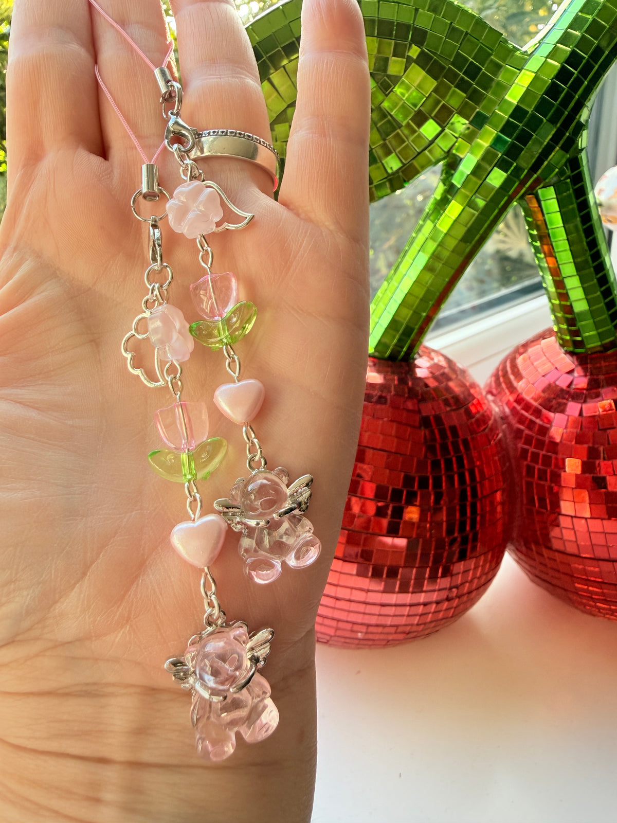 Guardian Angel – Pink Winged Bear Phone & Bag Charm