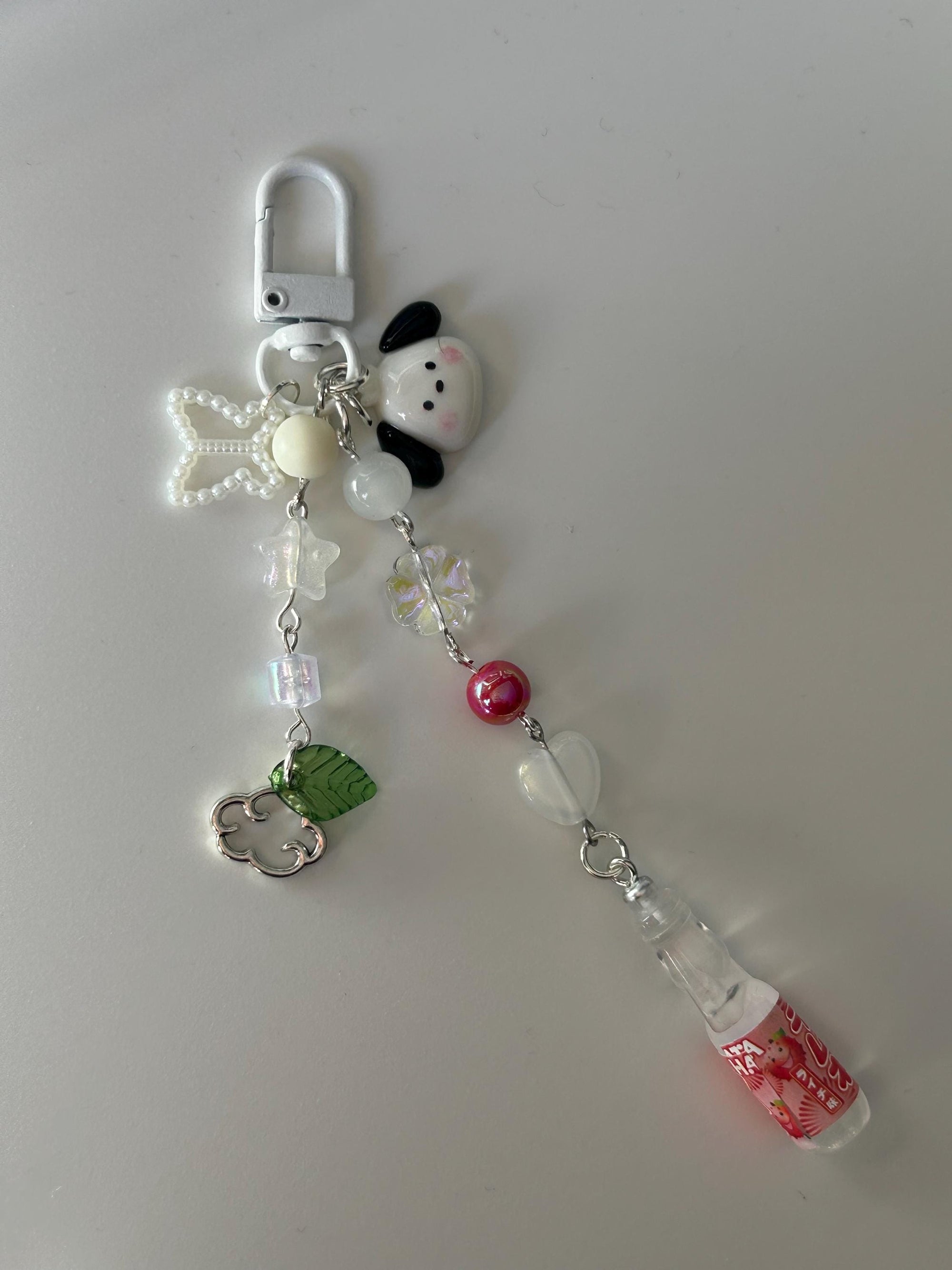 HANDMADE Kawaii Cute Themed Sanrio Ramune Drink Bottle Keychains Pochacco