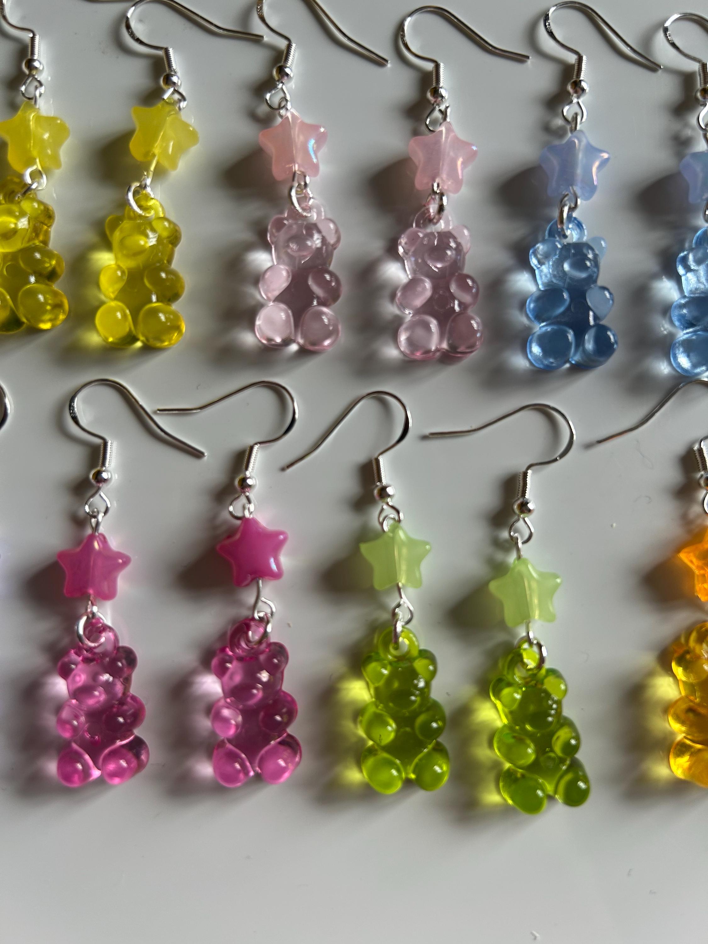 Handmade Cute Gummy Bear Inspired Sterling Silver Earrings Purple