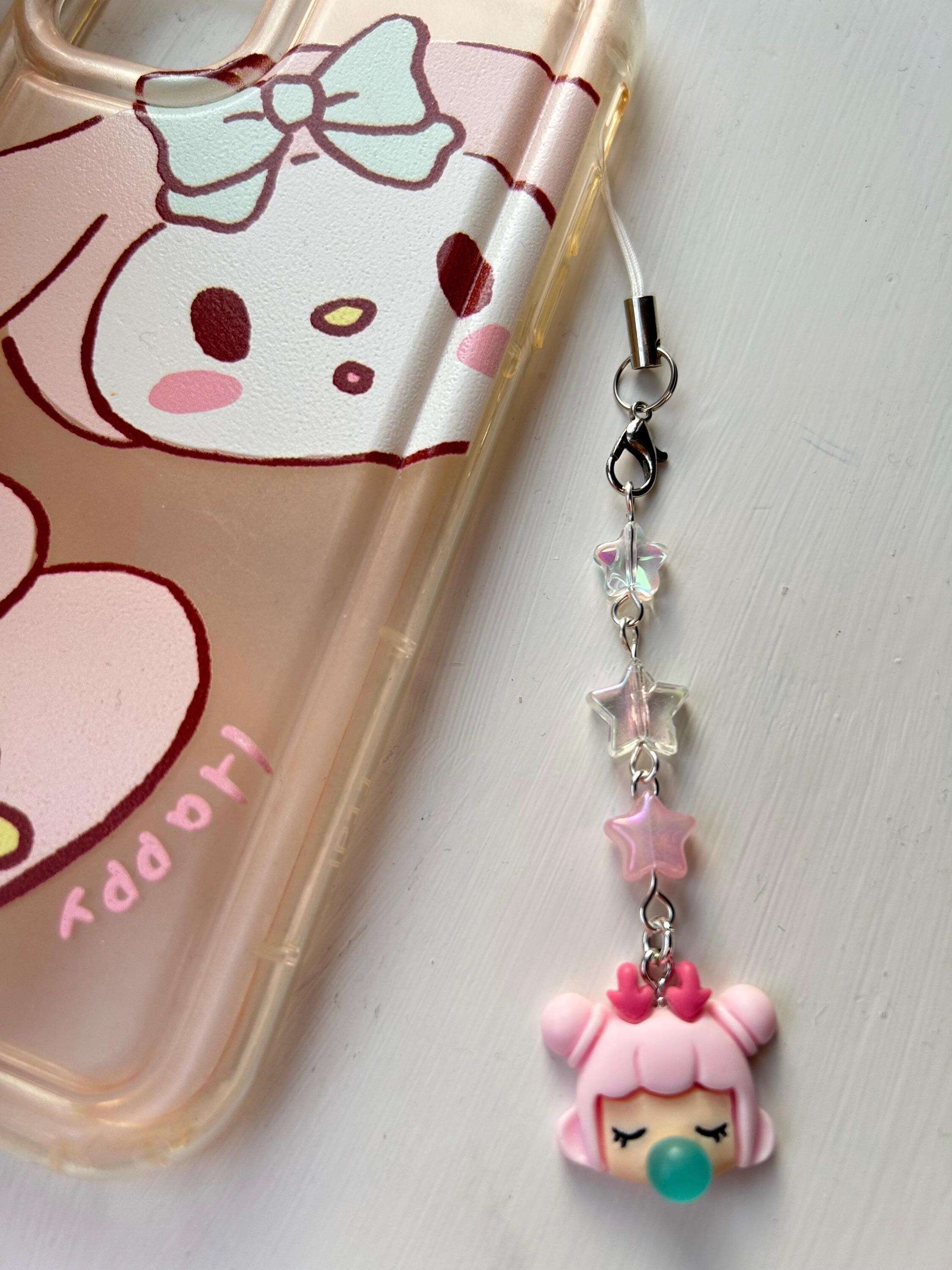HANDMADE Cute Kawaii Bubblegum Girl Phone Charms Pink