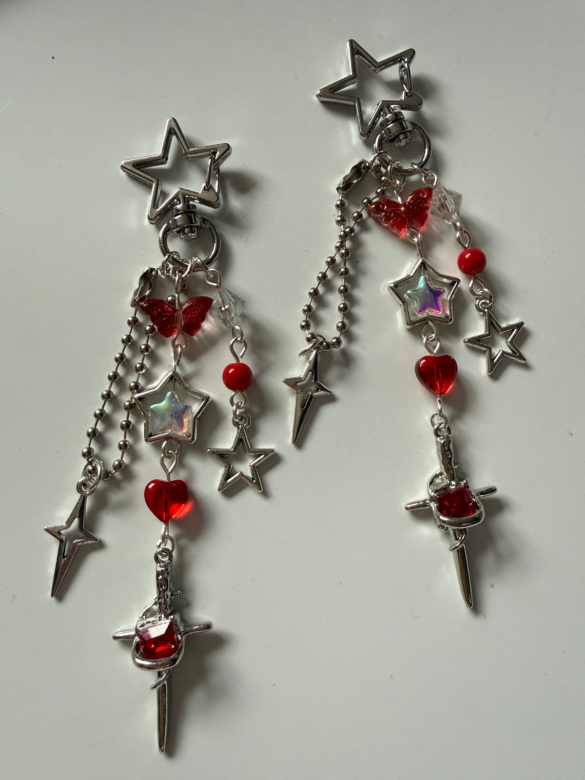 Scarlet Star Celestial Sword Bag Charm – Red & Silver