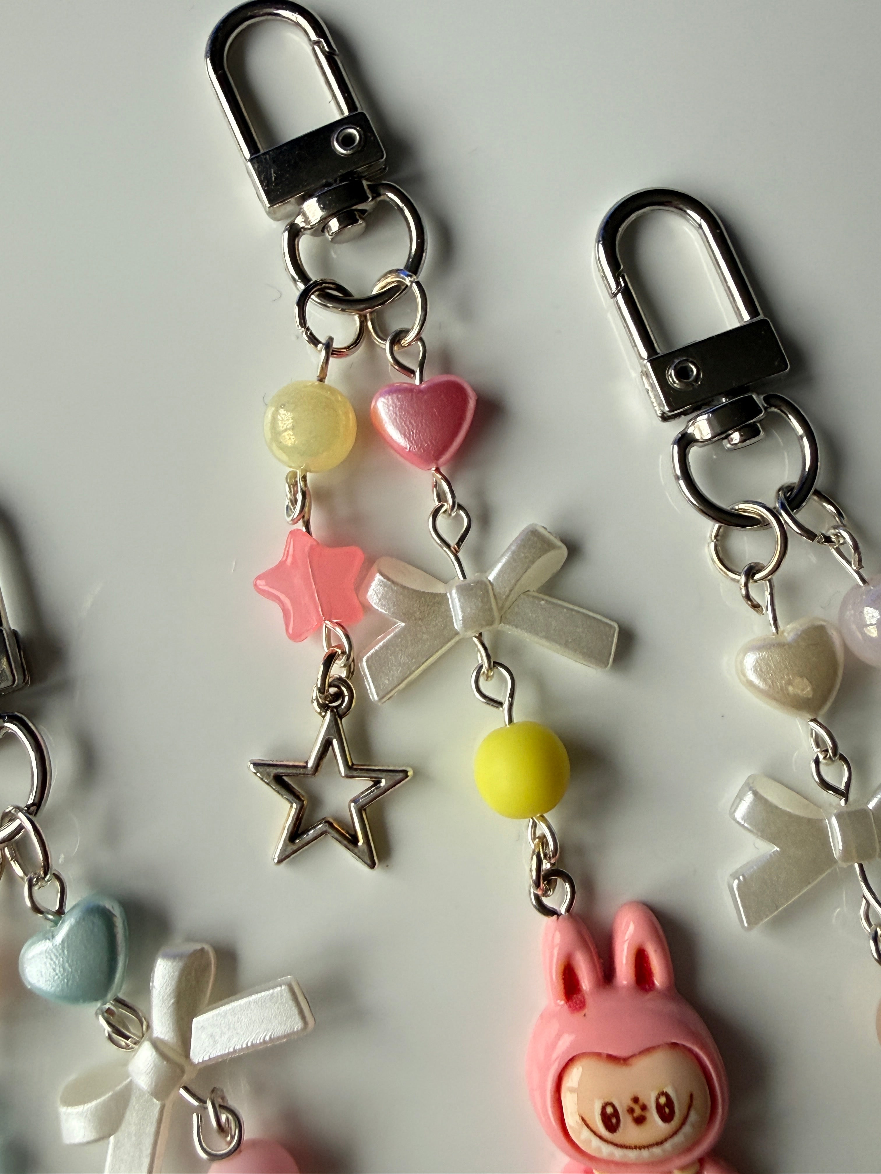 Labubu Inspired Keychain – Kawaii Monster Monster Charm, Pastel Beaded Bag Charm, Cute Y2K Coquette Accessory