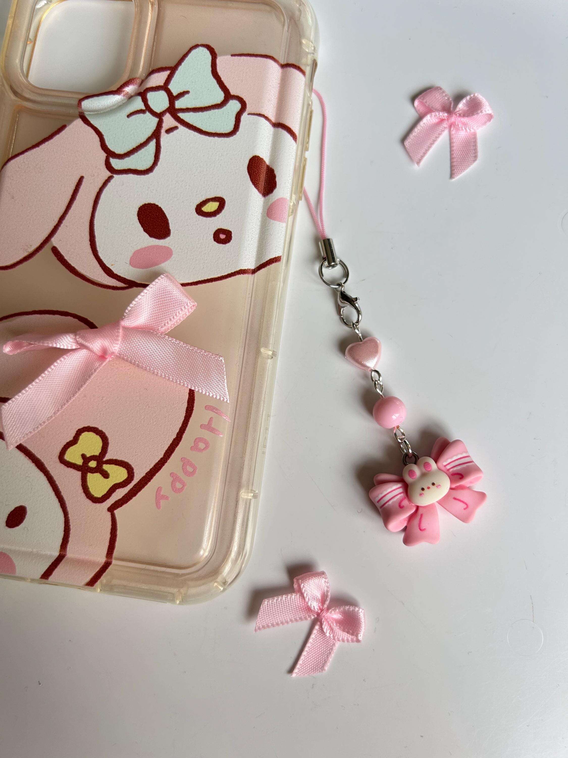 HANDMADE Cute Kawaii Pink Bow Bunny Phone Charms