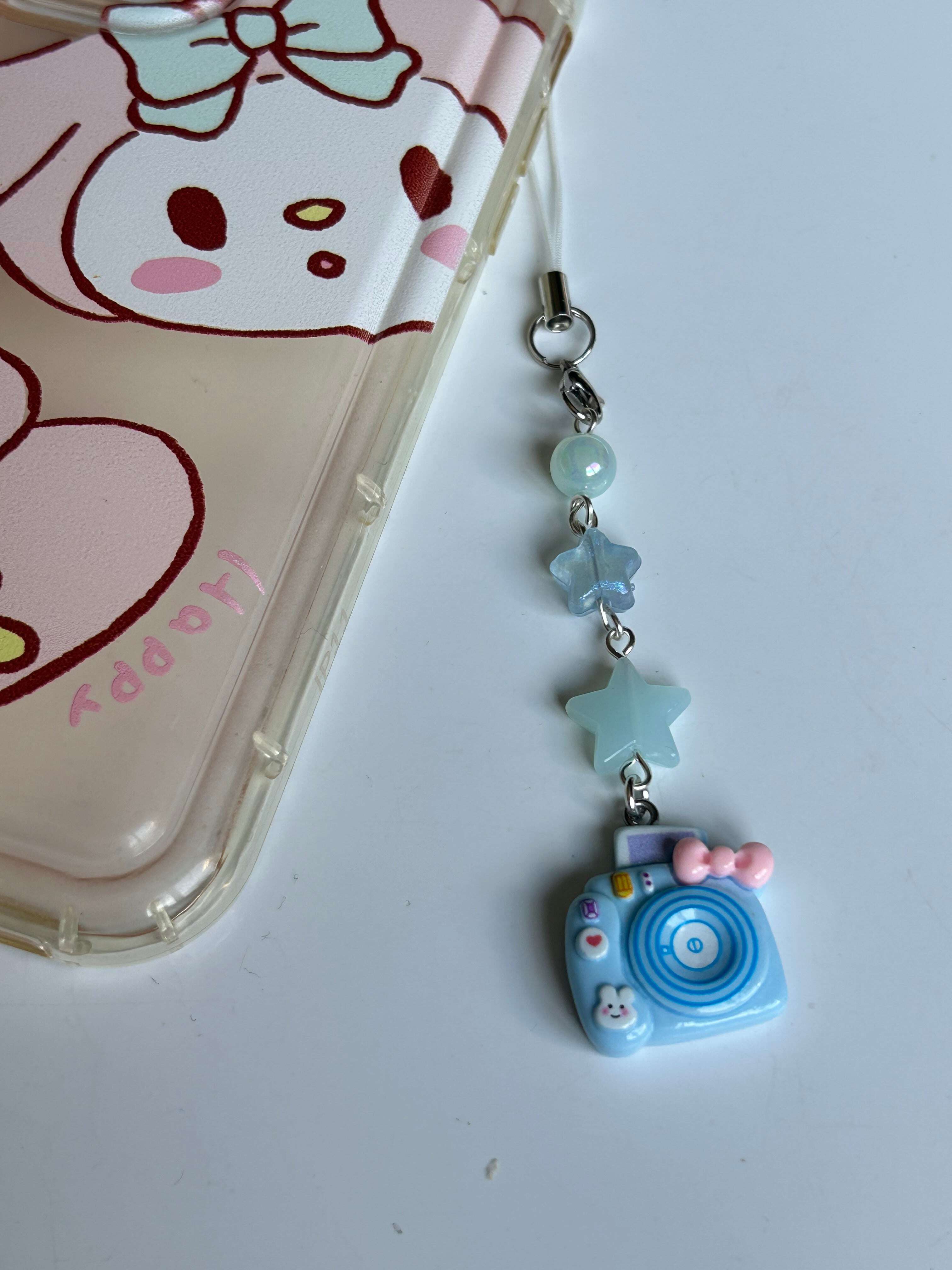 Cute and colourful kawaii Camera Phone charms Blue