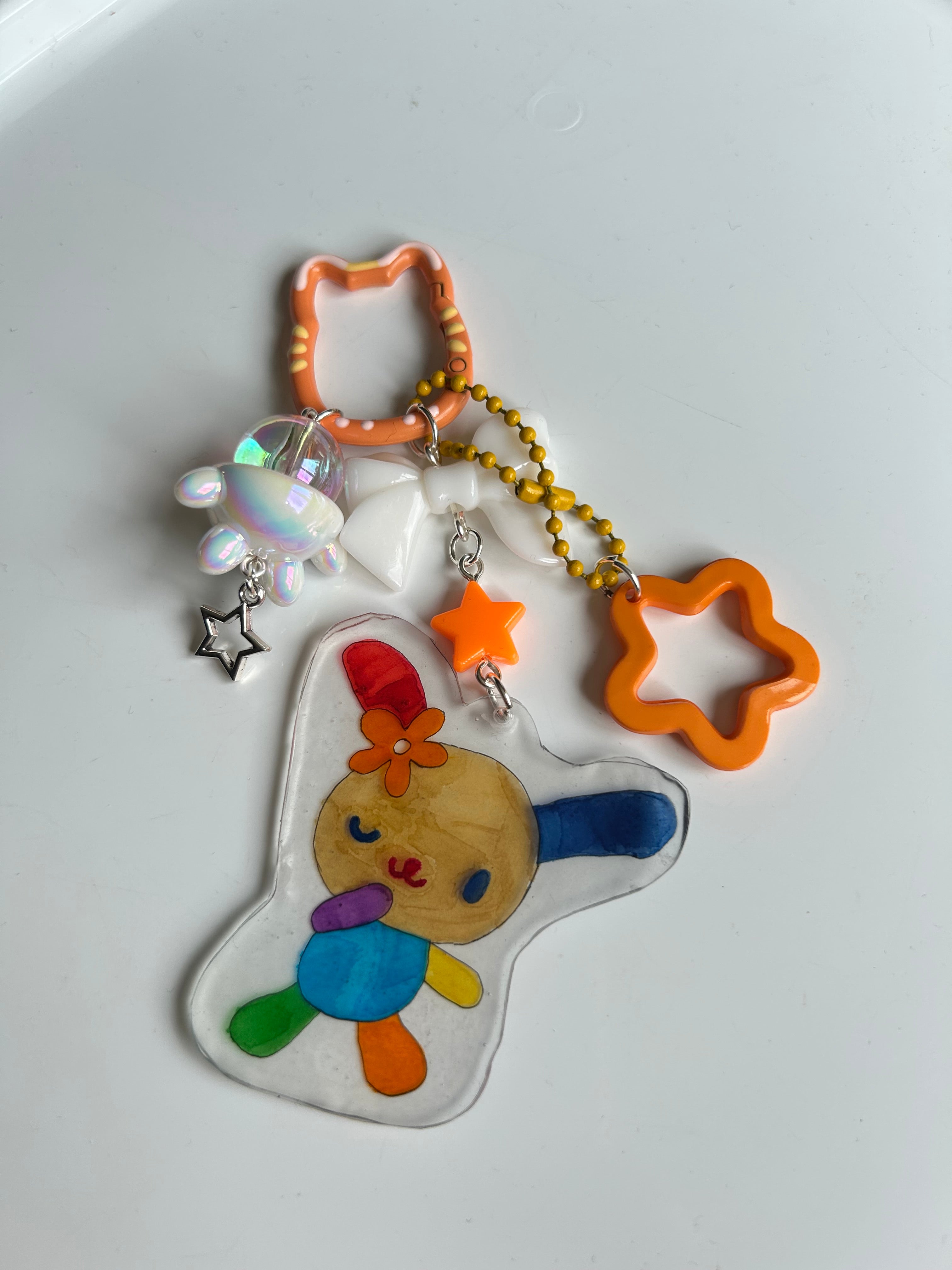 Handmade Usahana Shrinky Dink Junk Keychain