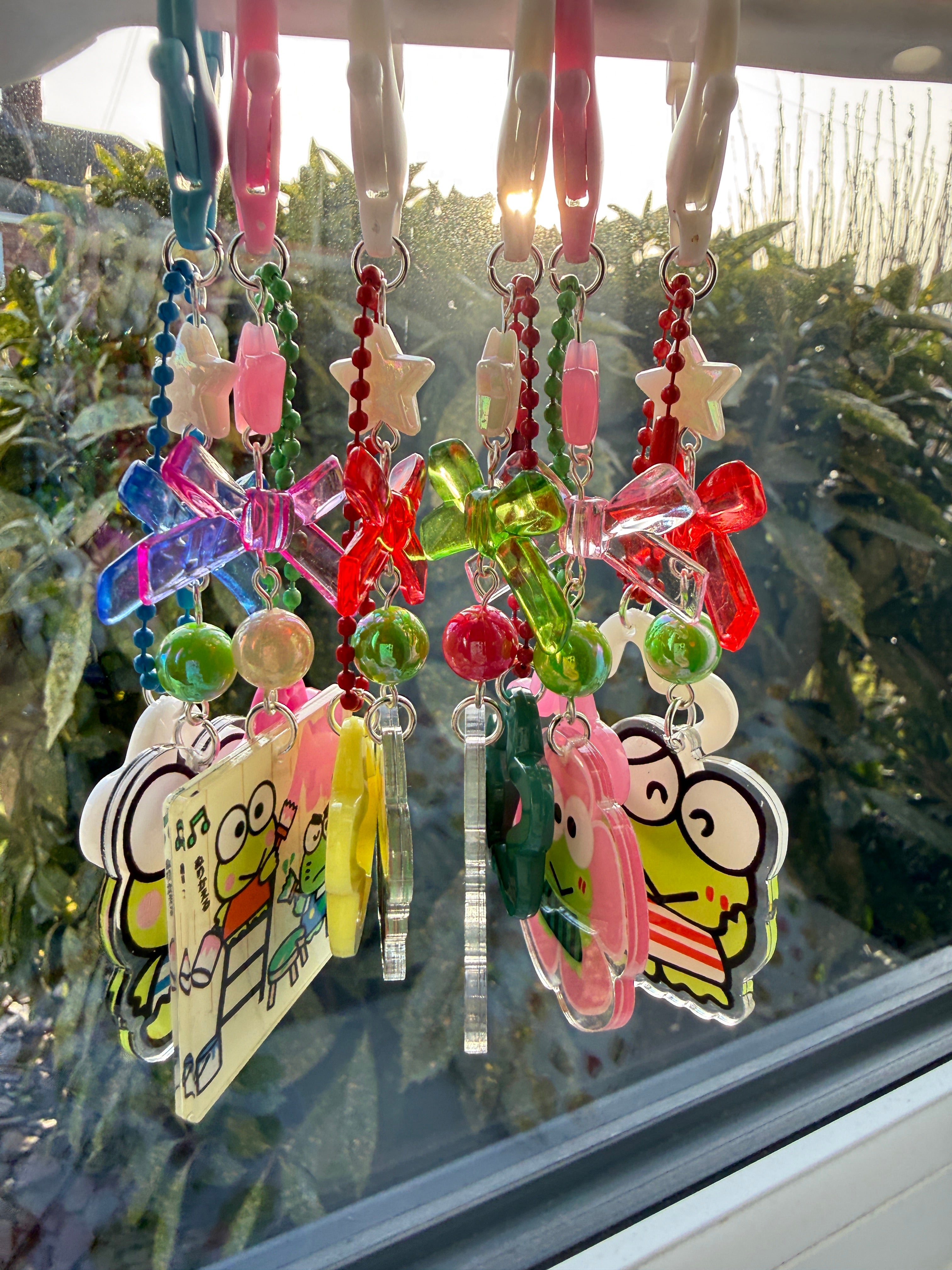 Kawaii Frog Phone Charm Keychain – Keroppi Inspired Beaded Bag Charm, Cute Y2K Phone Strap, Handmade Kawaii Gift