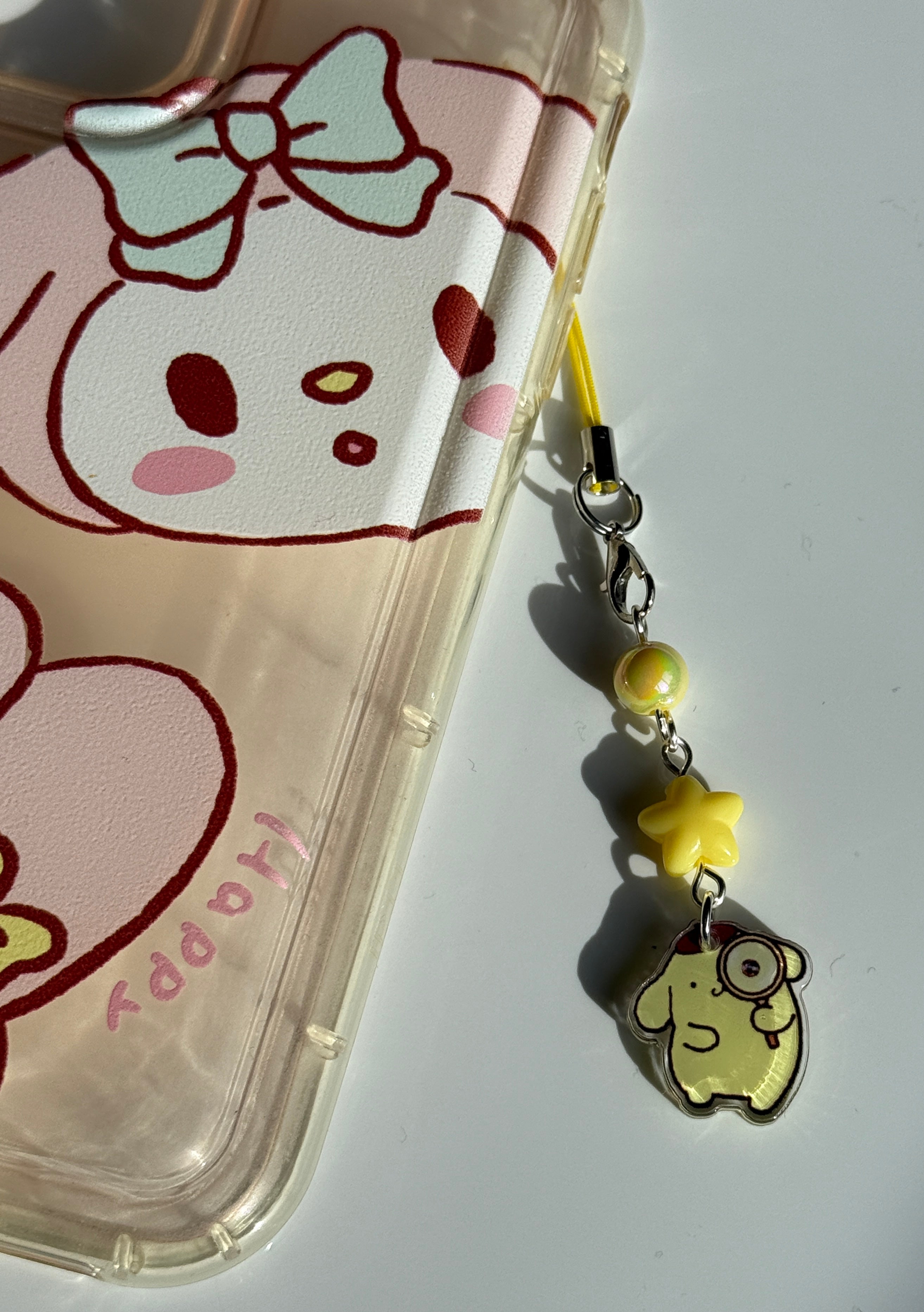 Pompompurin Phone Charm | Kawaii Beaded Phone Strap, Cute Pastel Bag Charm