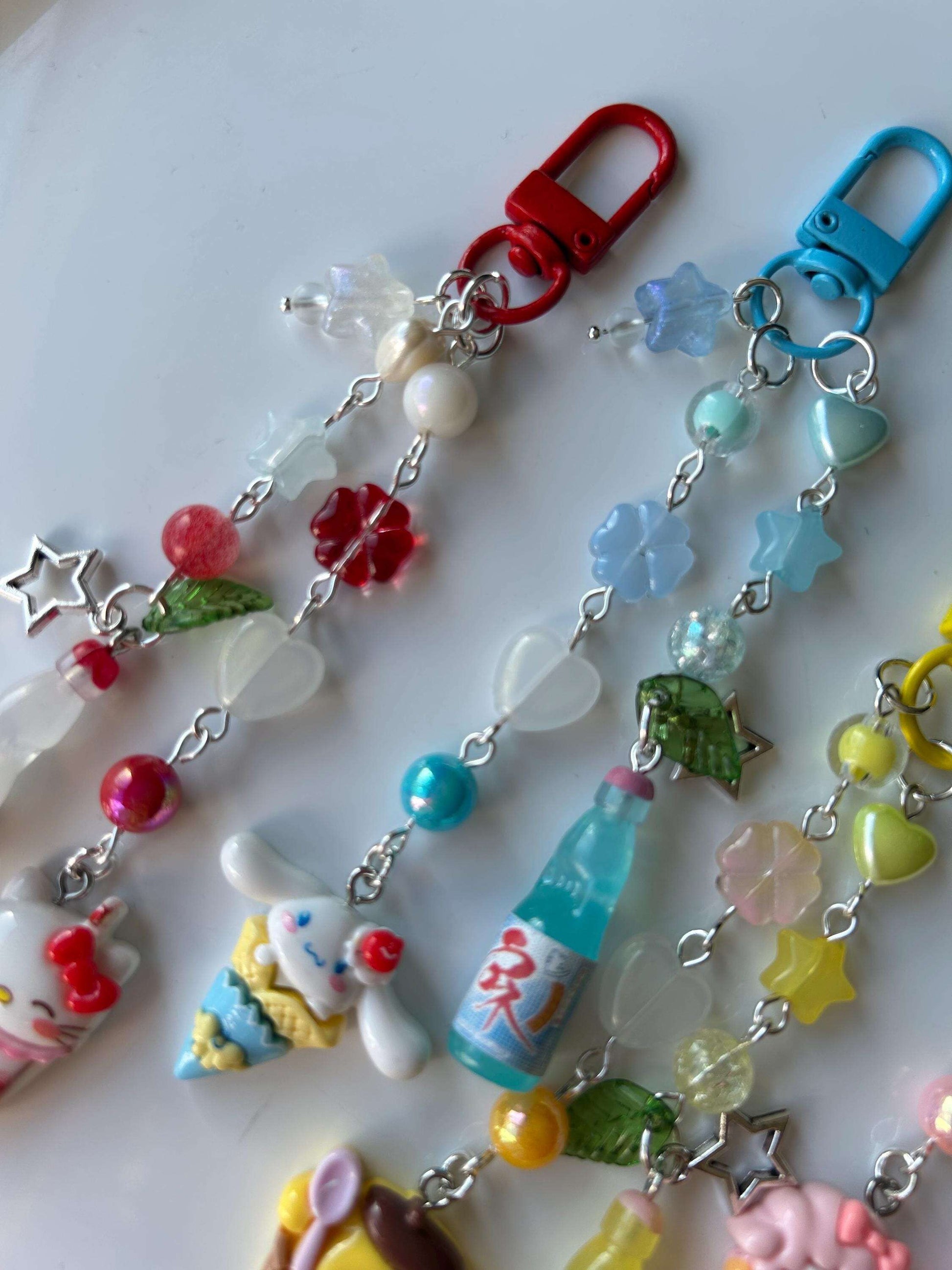 HANDMADE Kawaii Cute Sanrio Desserts Ramune Drink Bottle Keychains
