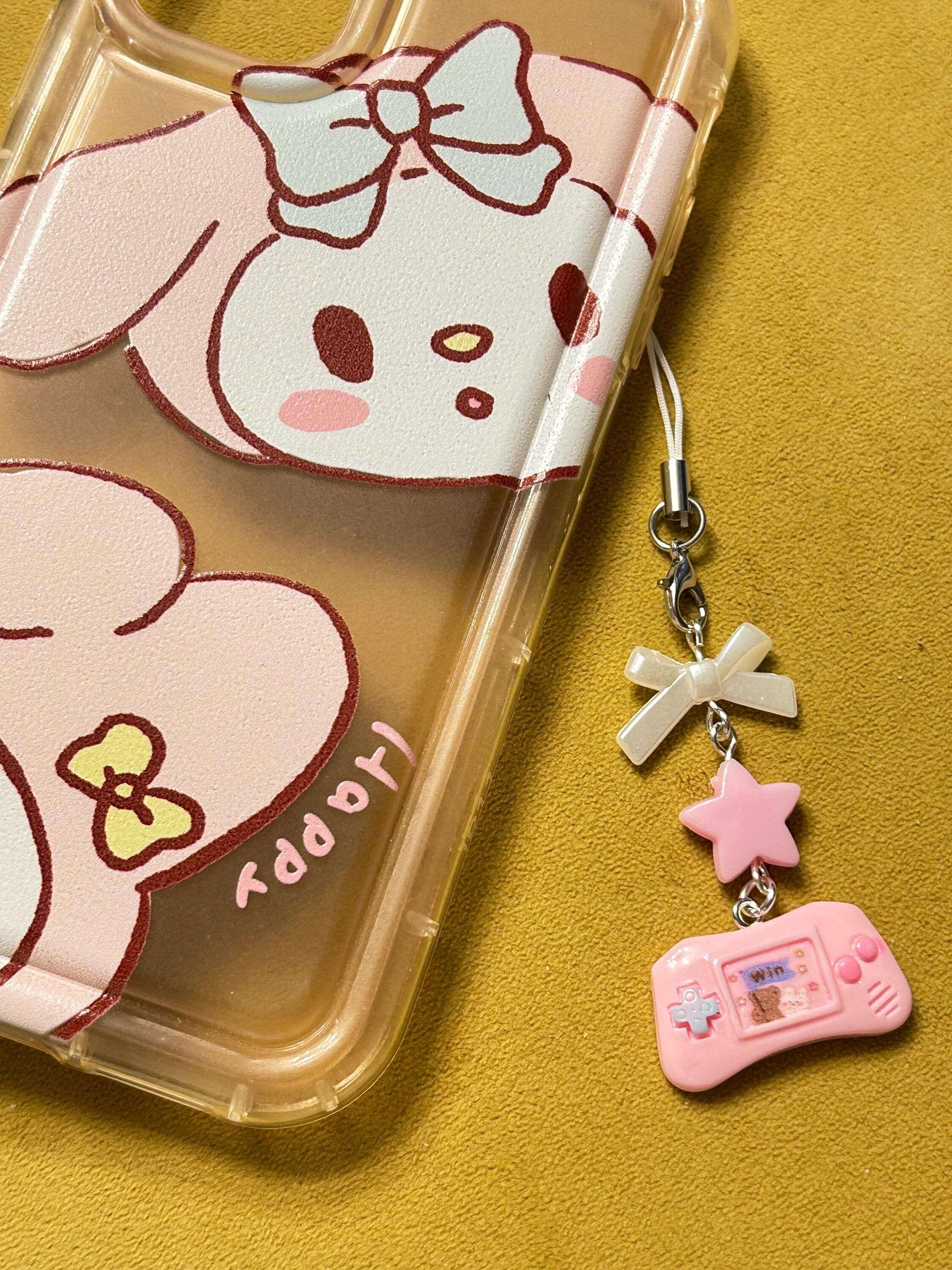 HANDMADE Cute Retro Gamer Girl Console Phone Charms Pink