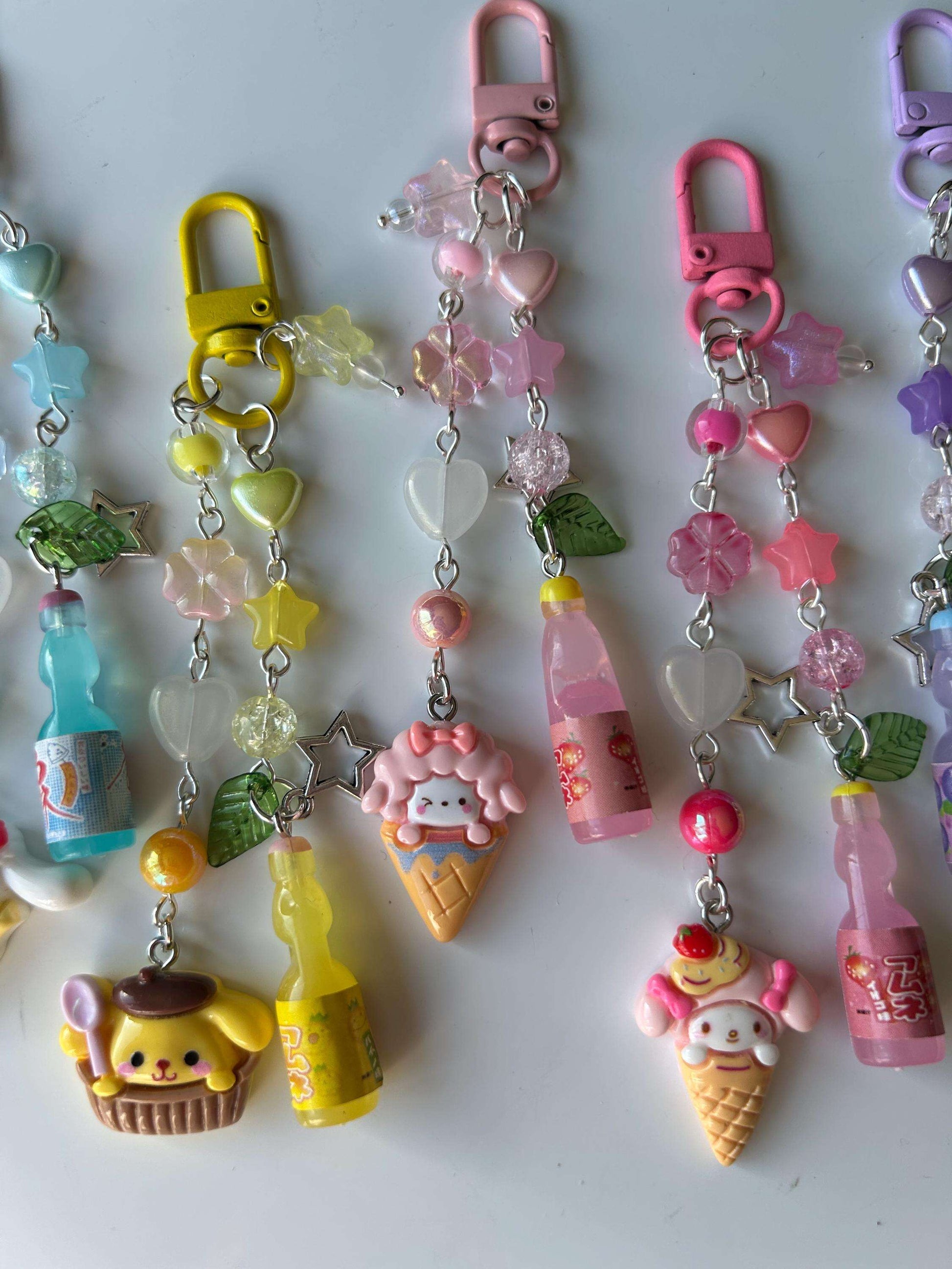 HANDMADE Kawaii Cute Sanrio Desserts Ramune Drink Bottle Keychains My Sweet Piano