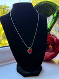 Red Crystal Heart Necklace – Stainless Steel Snake Chain