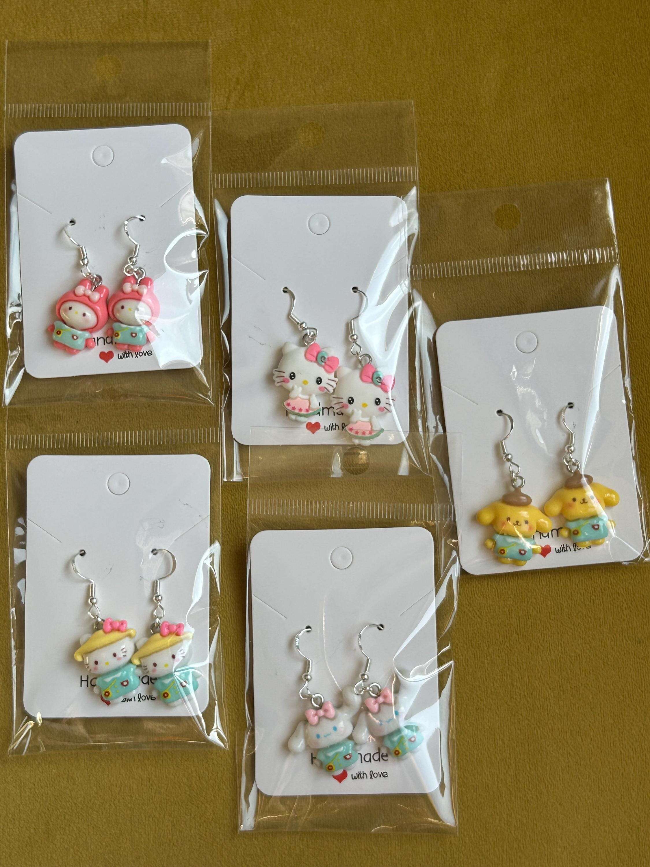 Handmade Cute Sanrio Spring Themed Charm Sterling Silver Earrings