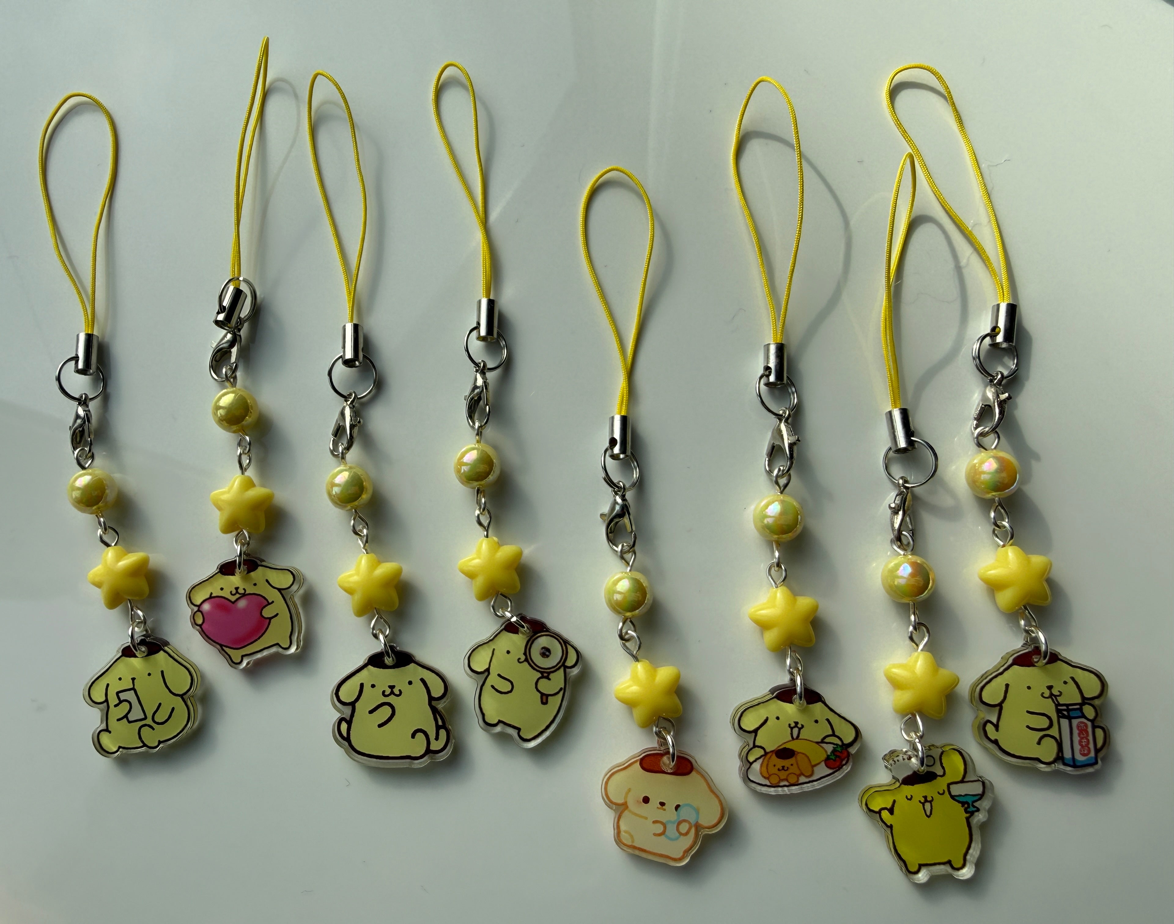 Pompompurin Phone Charm | Kawaii Beaded Phone Strap, Cute Pastel Bag Charm