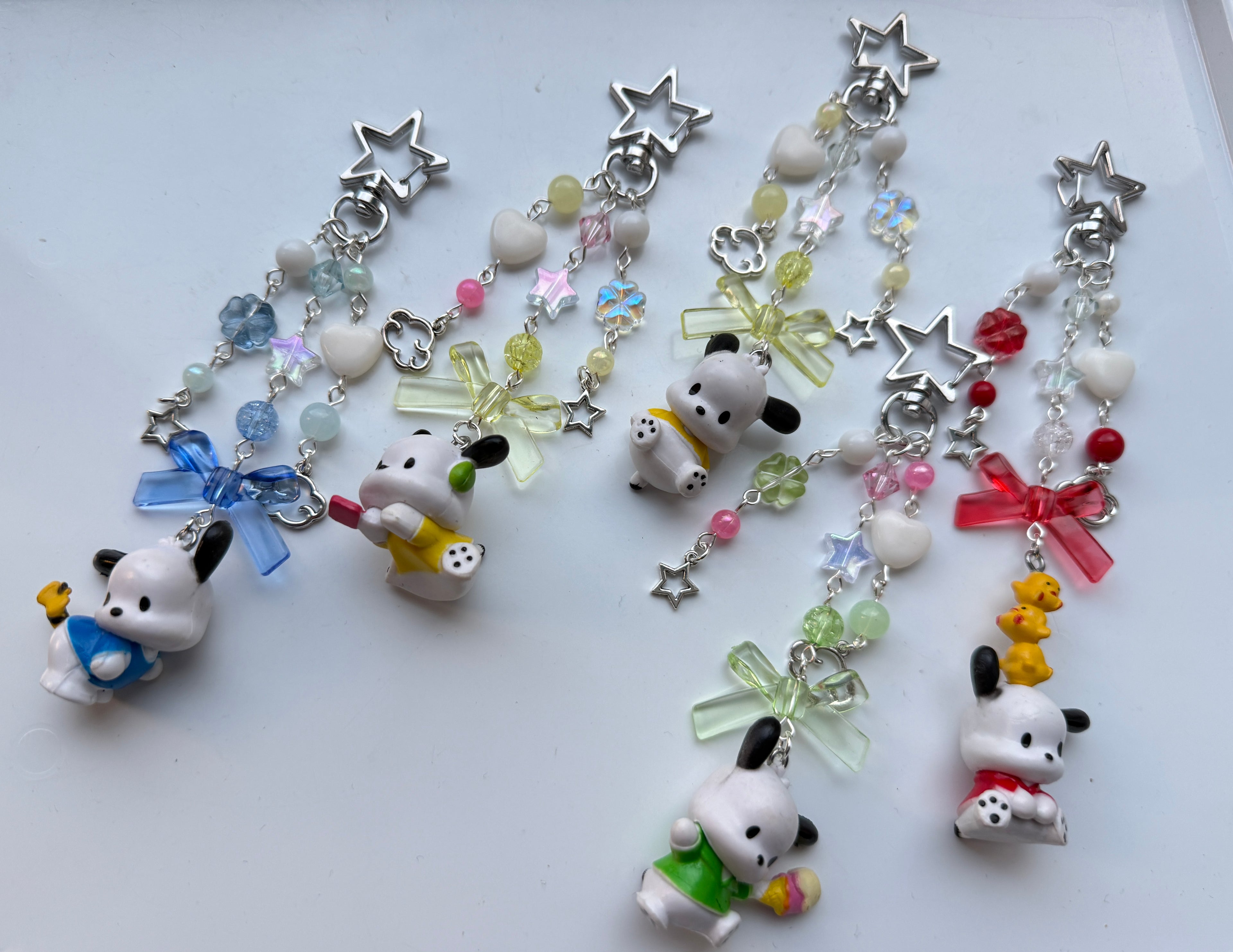 Kawaii Puppy Beaded Keychain 🎀⭐ | Pastel Bow Bag Charm
