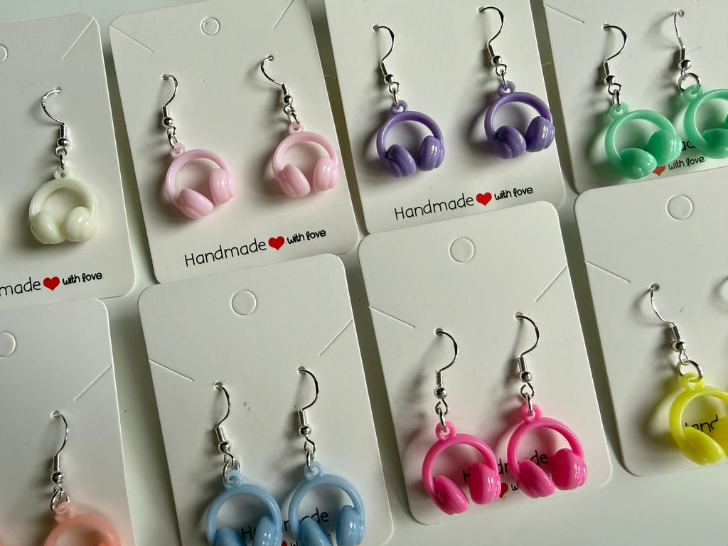 Pastel Headphone Earrings | Cute Music Lover Drop Earrings