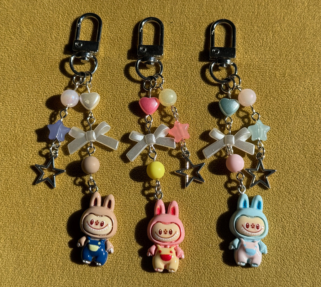 Labubu Inspired Keychain – Kawaii Monster Monster Charm, Pastel Beaded Bag Charm, Cute Y2K Coquette Accessory