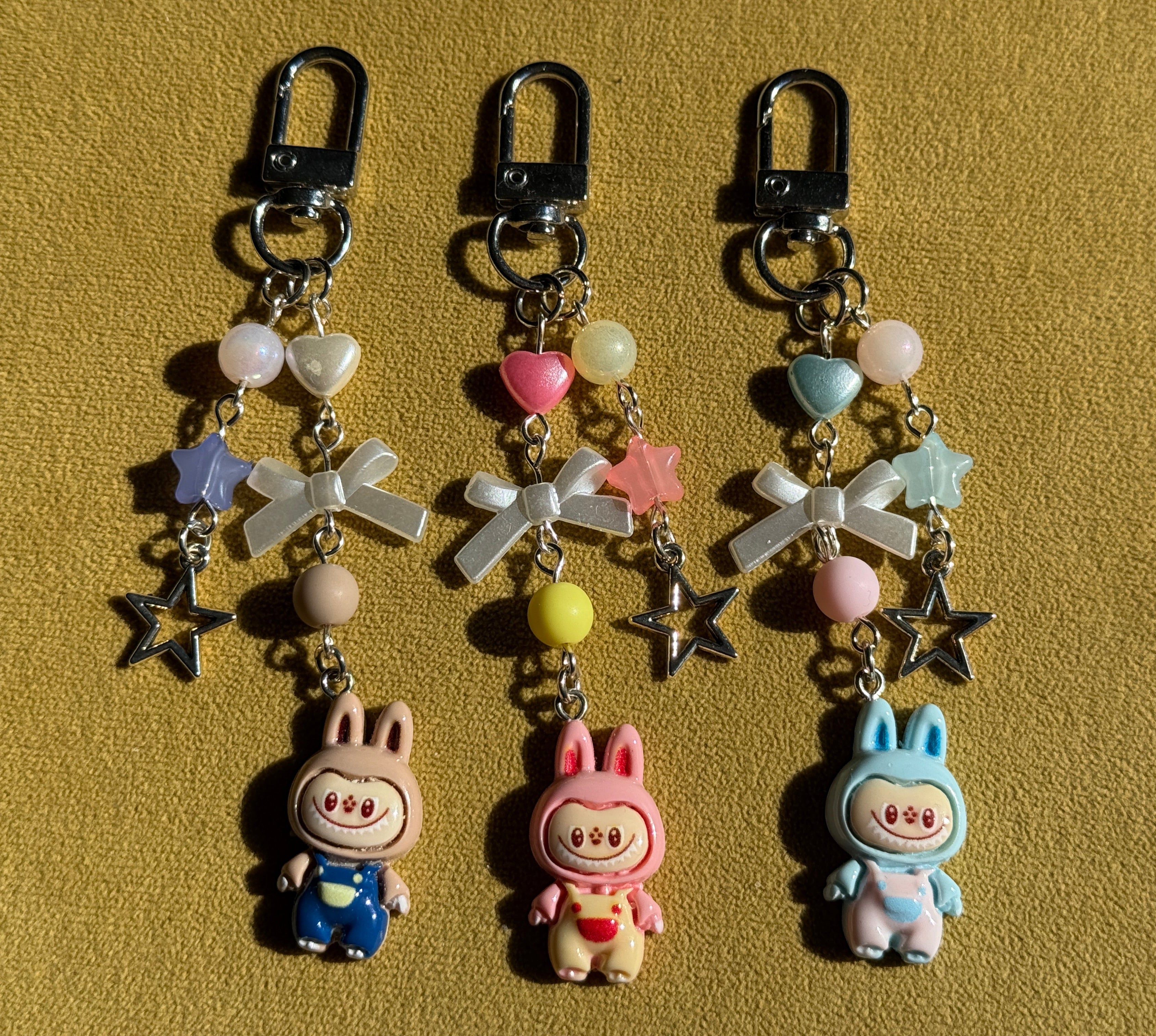 Labubu Inspired Keychain – Kawaii Monster Monster Charm, Pastel Beaded Bag Charm, Cute Y2K Coquette Accessory
