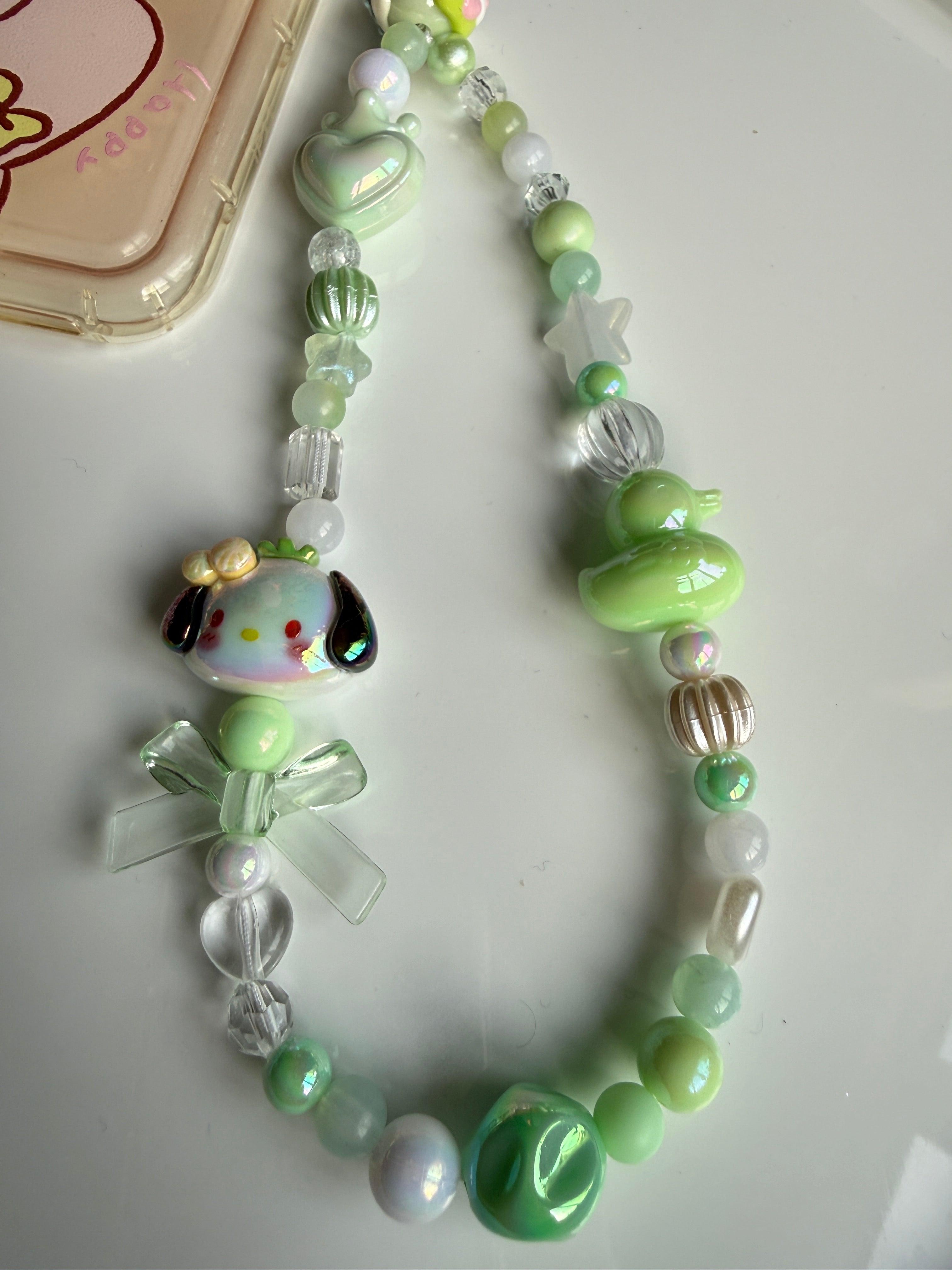 Kawaii Phone Charm | Pastel Queen of Hearts Beaded Strap | Cute Sanrio Inspired Y2K Mobile Accessory