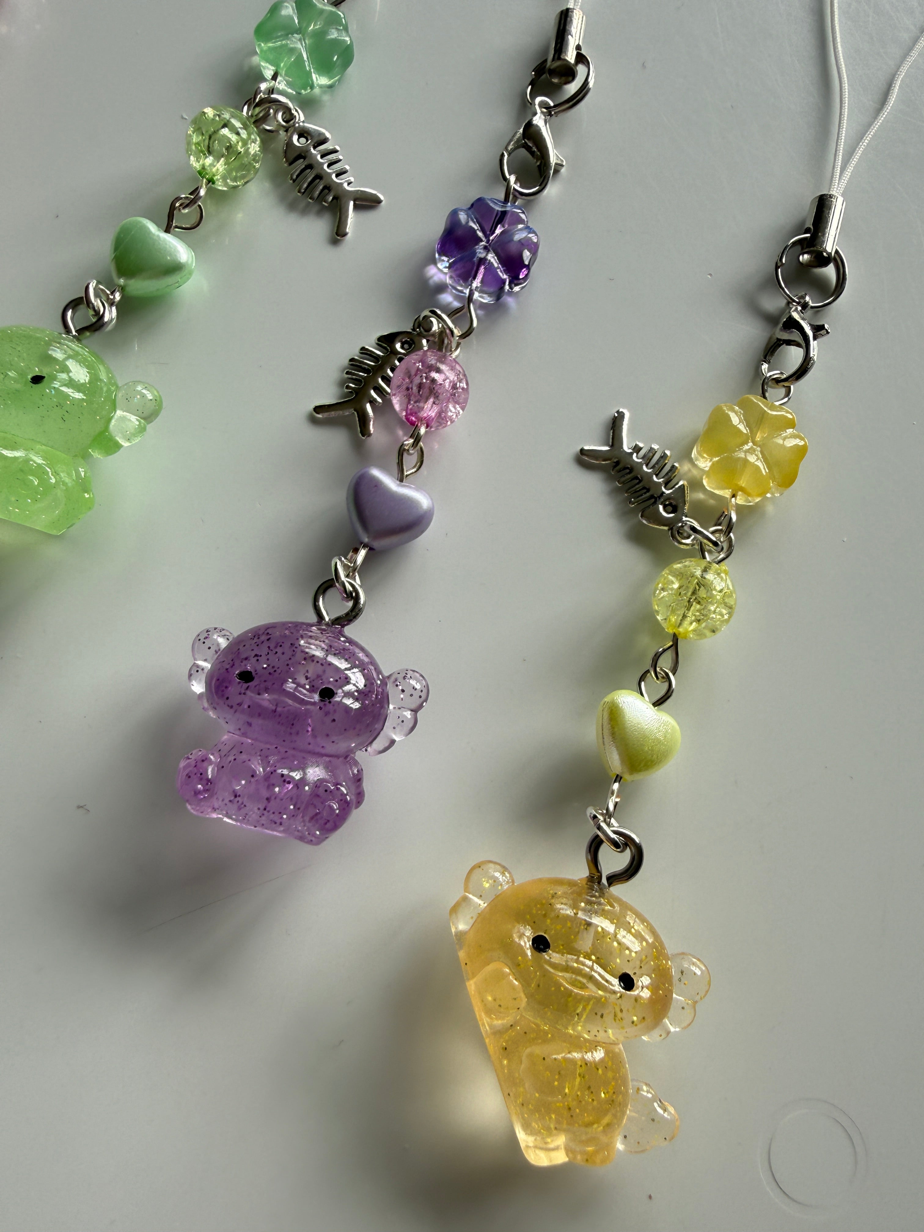 Handmade Glow-in-the-Dark Axolotl Phone Charm | Oceancore Collection