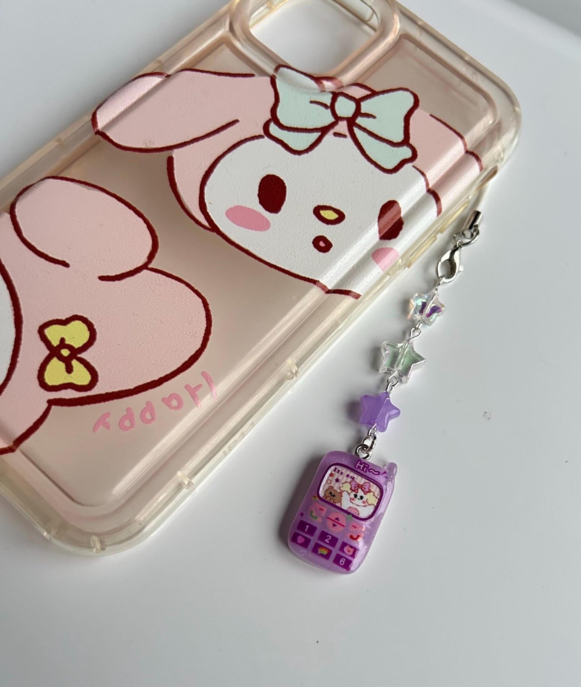 HANDMADE Cute Retro Mobile Phone Charms Purple