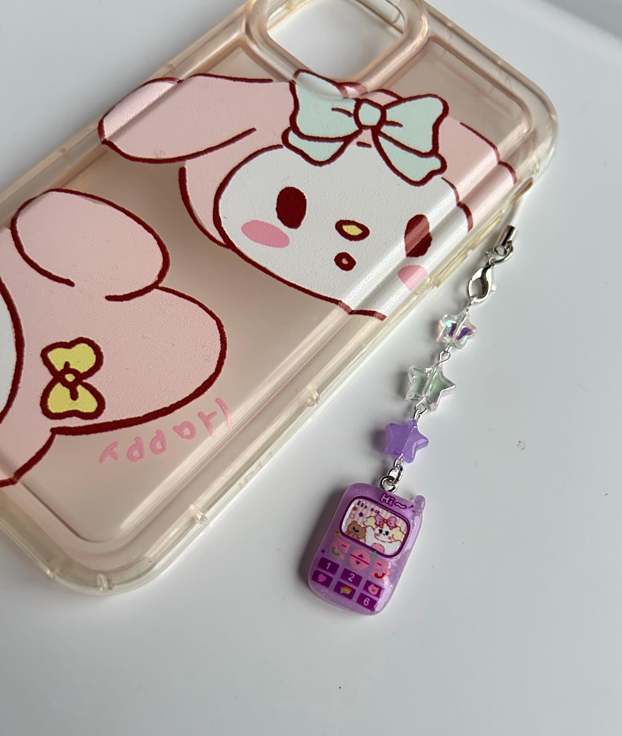HANDMADE Cute Retro Mobile Phone Charms Purple