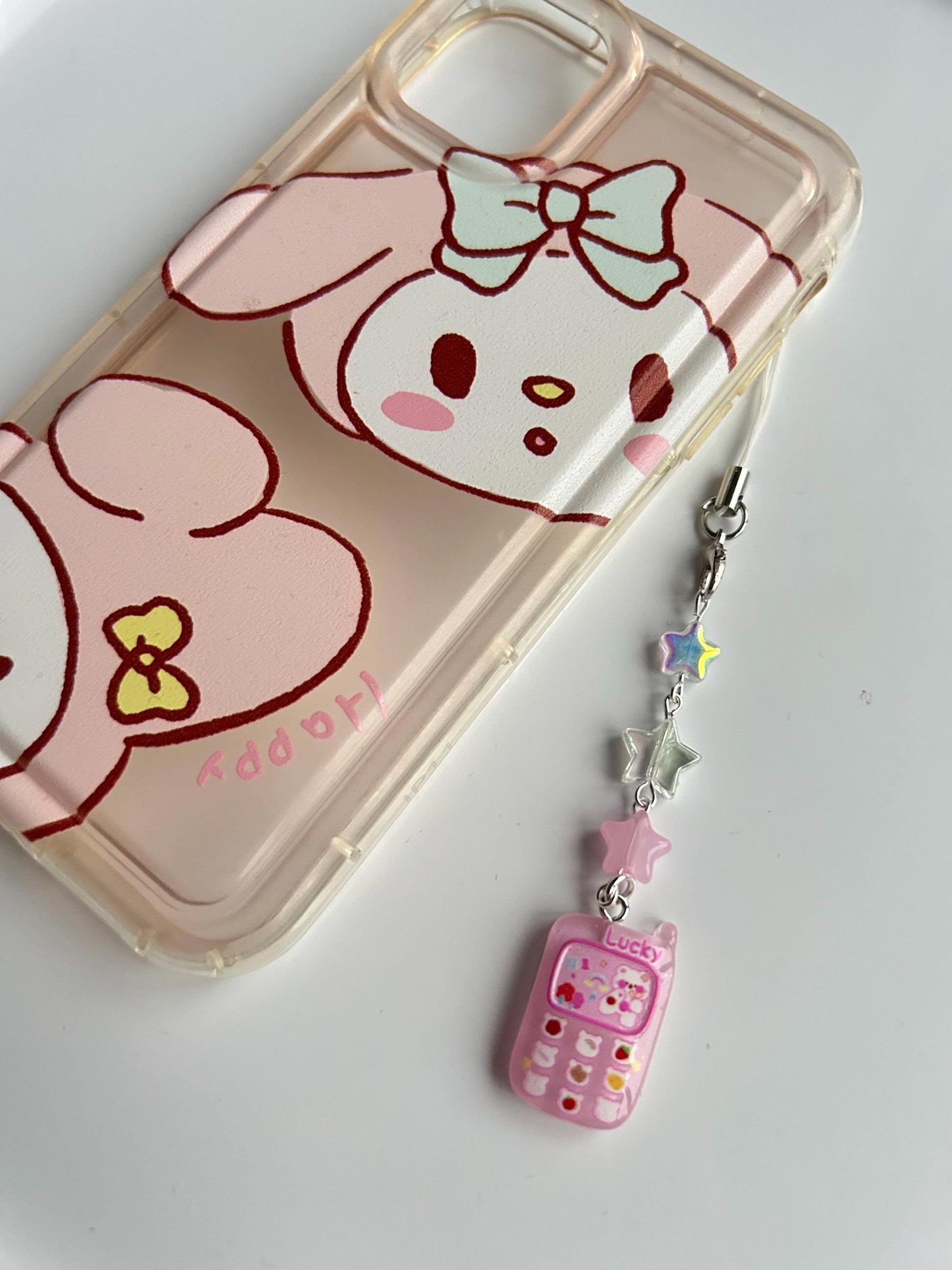 HANDMADE Cute Retro Mobile Phone Charms Pink