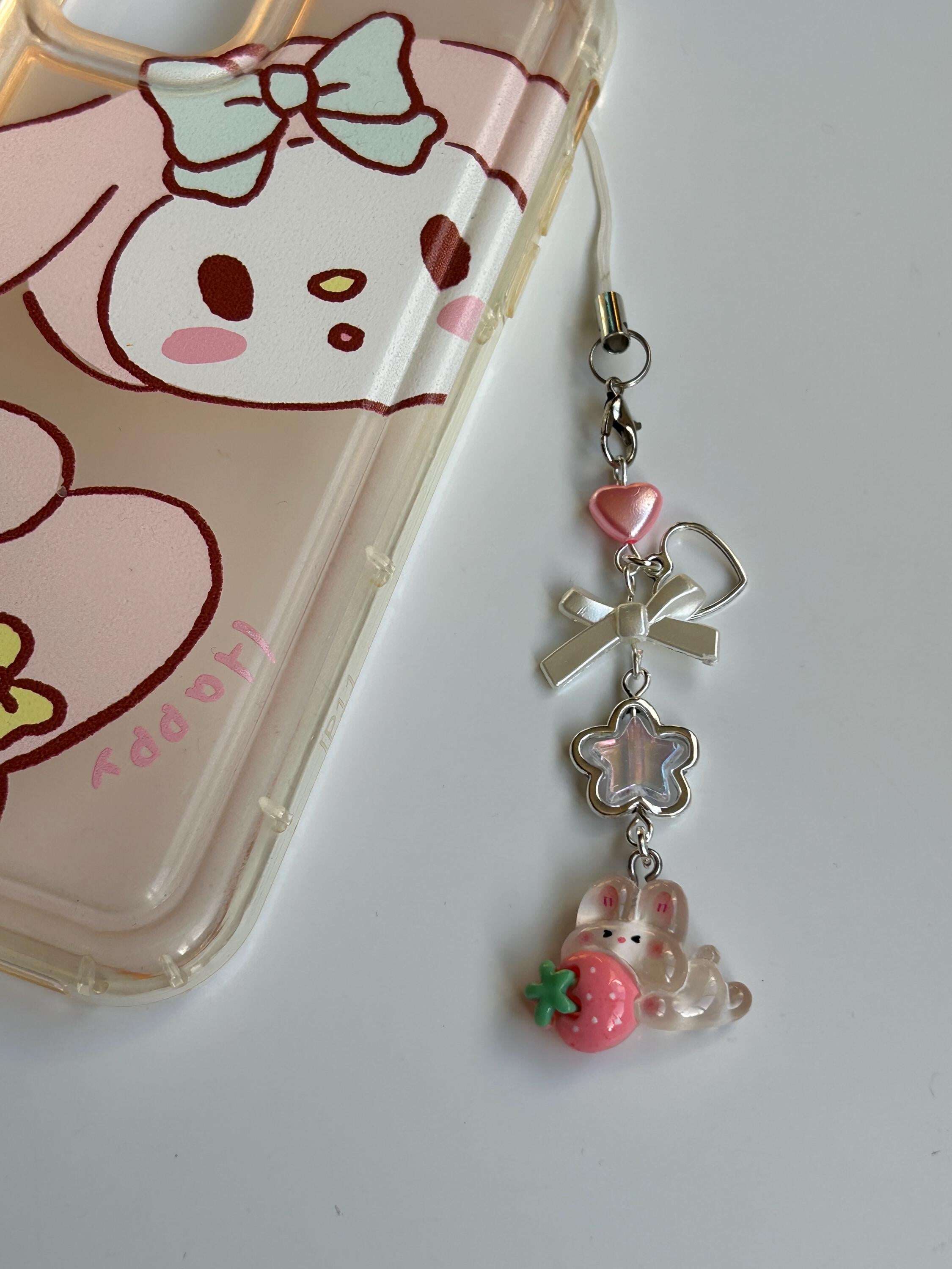HANDMADE Cute Kawaii Bunny Phone Charms Bunny Chillin Clear