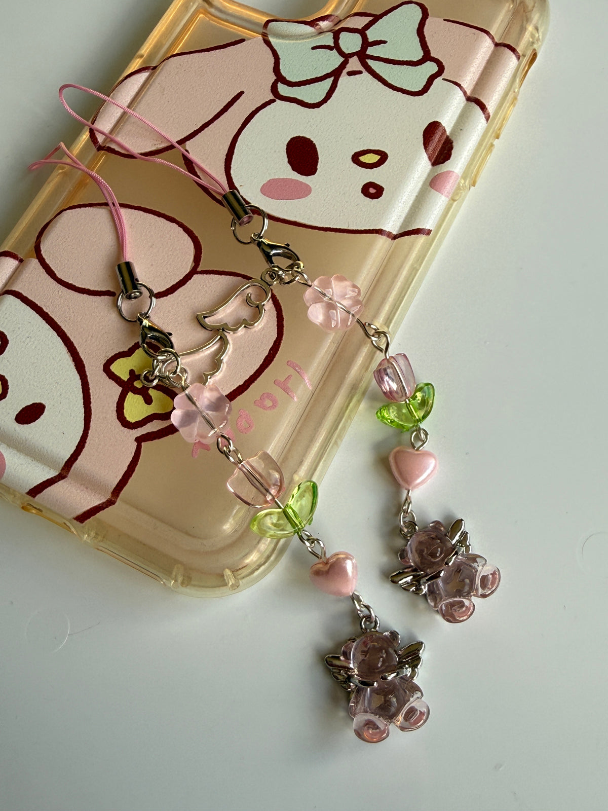 Guardian Angel – Pink Winged Bear Phone & Bag Charm