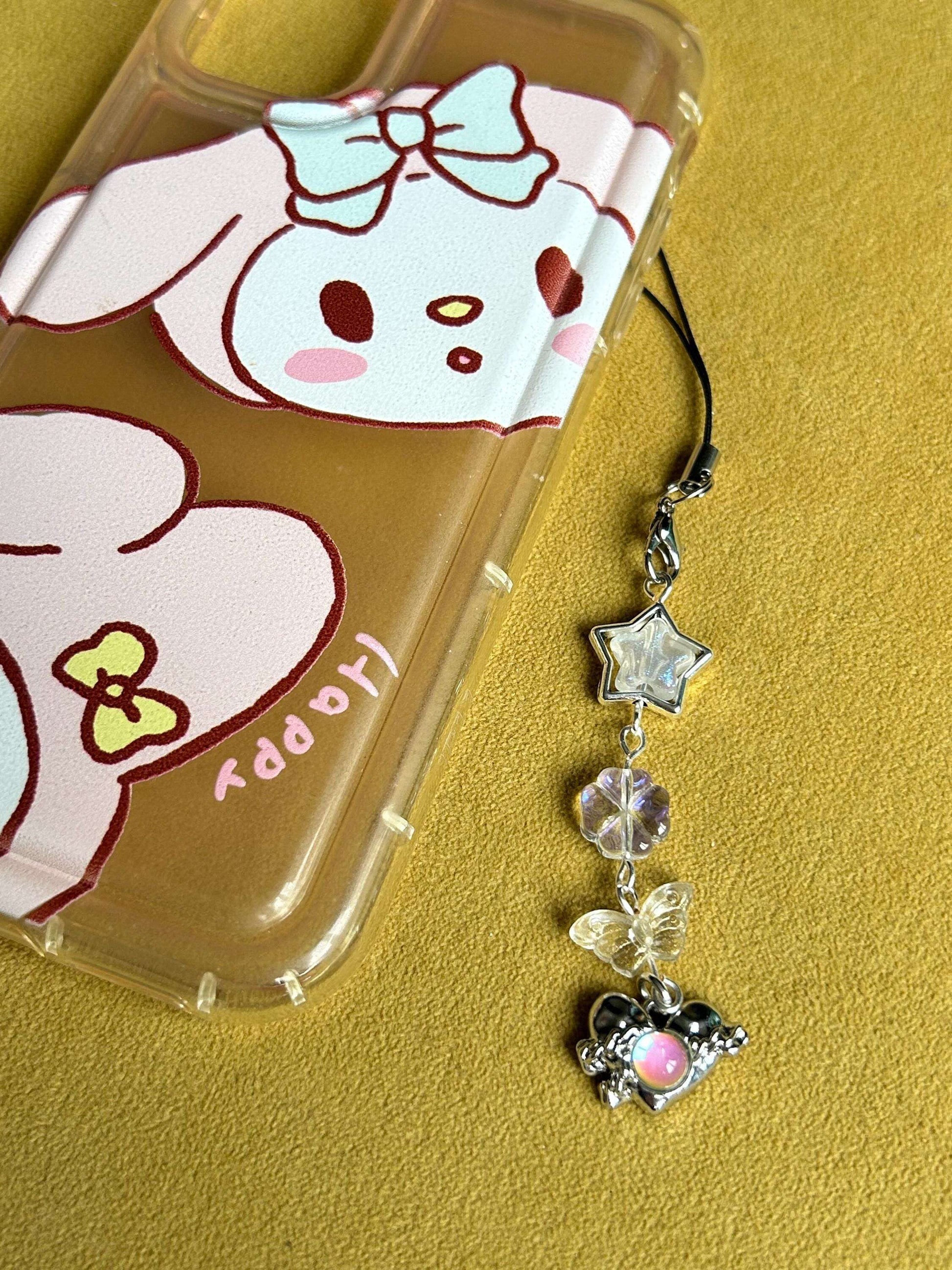 HANDMADE Cute Whimsical Iridescent Phone Charms Heart