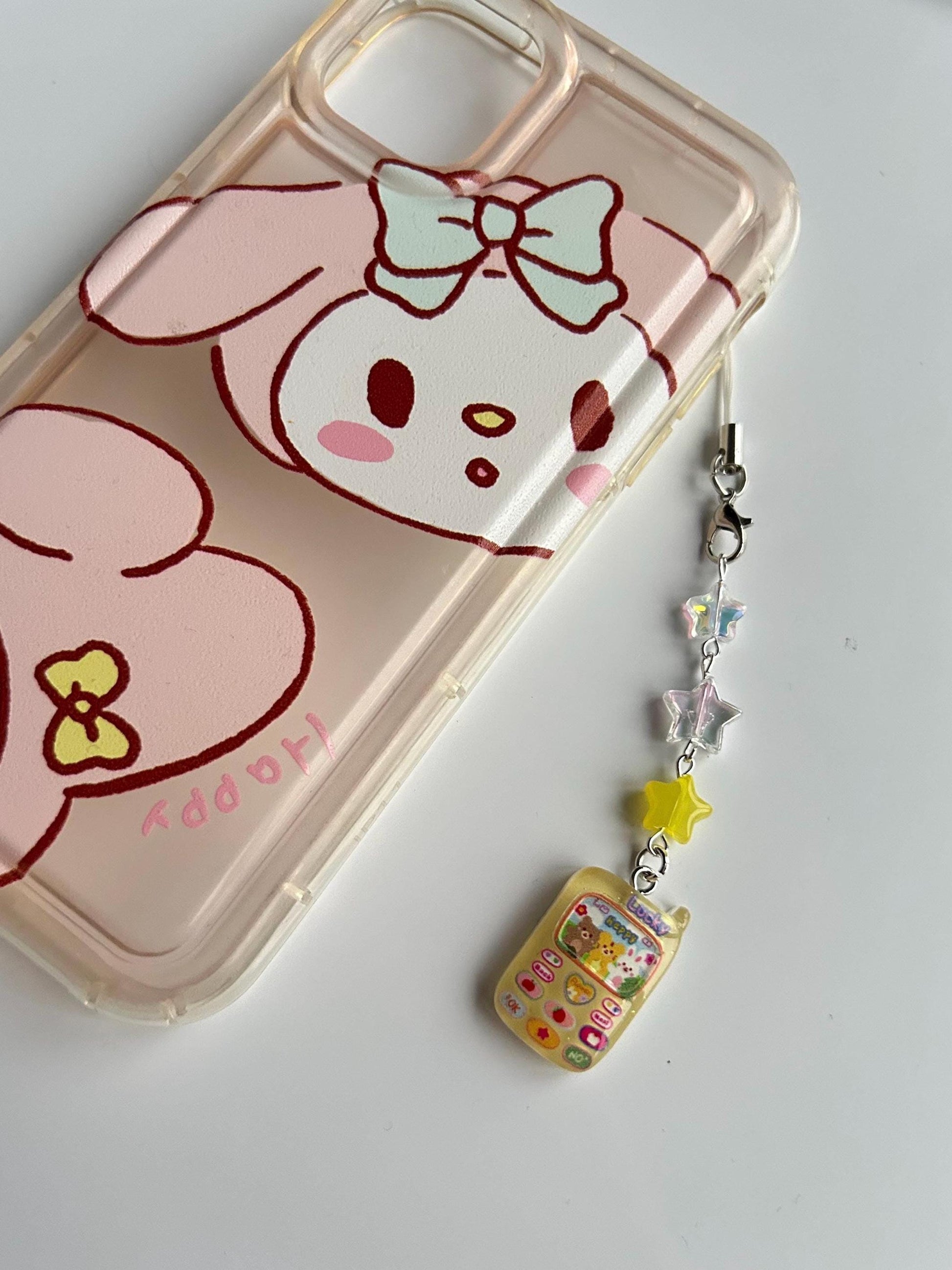 HANDMADE Cute Retro Mobile Phone Charms Yellow