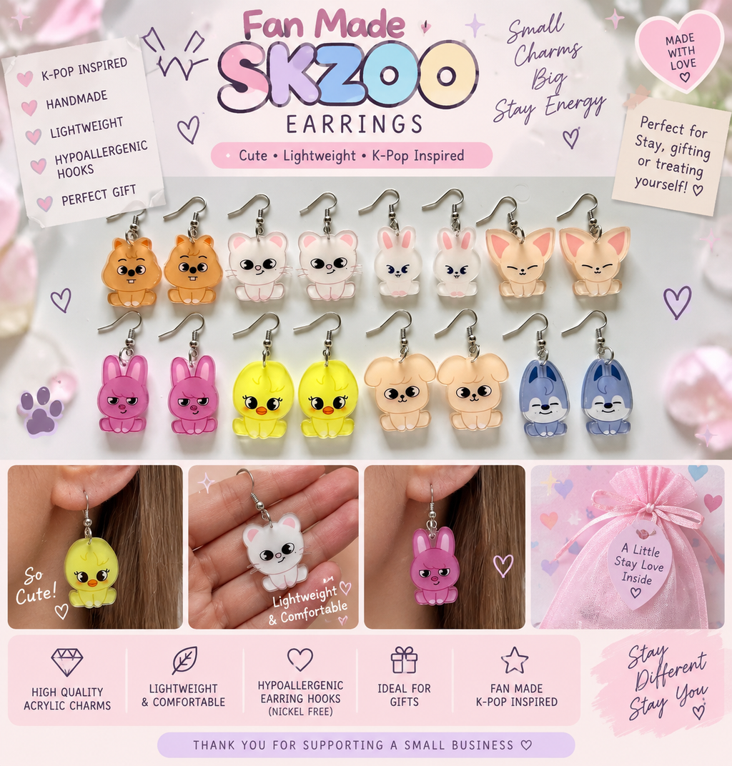 Fan-Made SKZOO Inspired Earrings | Stray Kids K-Pop STAY Jewellery