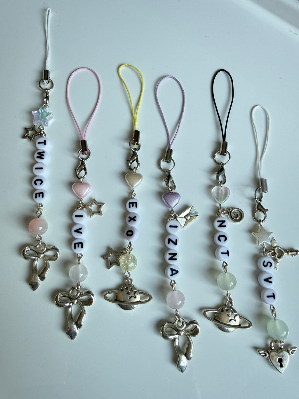 Handmade Kpop Group Phone Charms , Beaded phone charm, Kpop Bag Charm