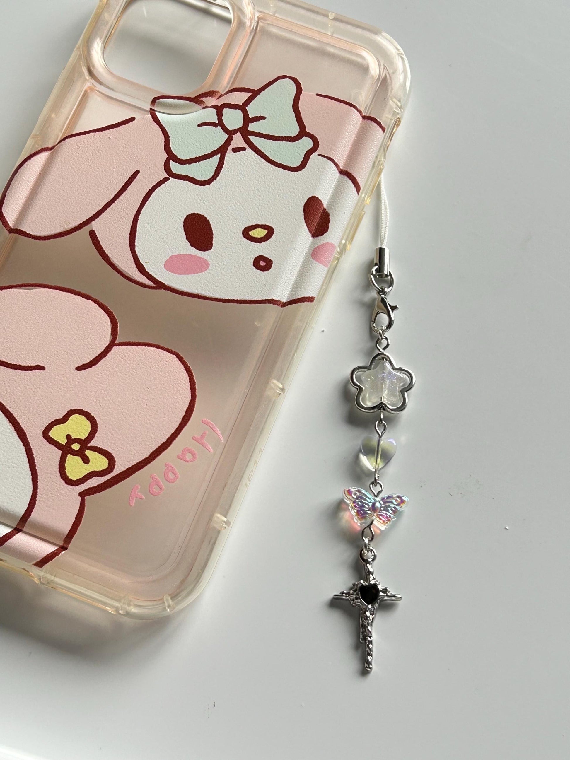 HANDMADE Cute Whimsical Star Phone Charms Black